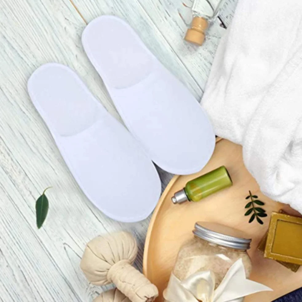 12 par jednorazowych kapci spa, otwarte palce kapcie spa białe spa, dla mężczyzn kobiet antypoślizgowe zamknięte palce kapcie spa do hotelu domu podróży, biały, One Size