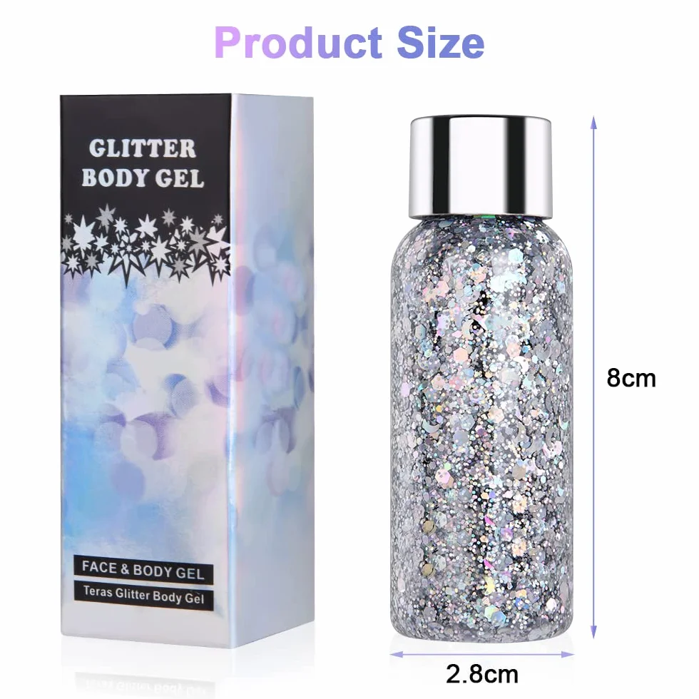 URAQT Żel brokatowy do ciała Chunky Glitter Gel Body Lotion brokatowy płynny cień do powiek cekiny syrenki