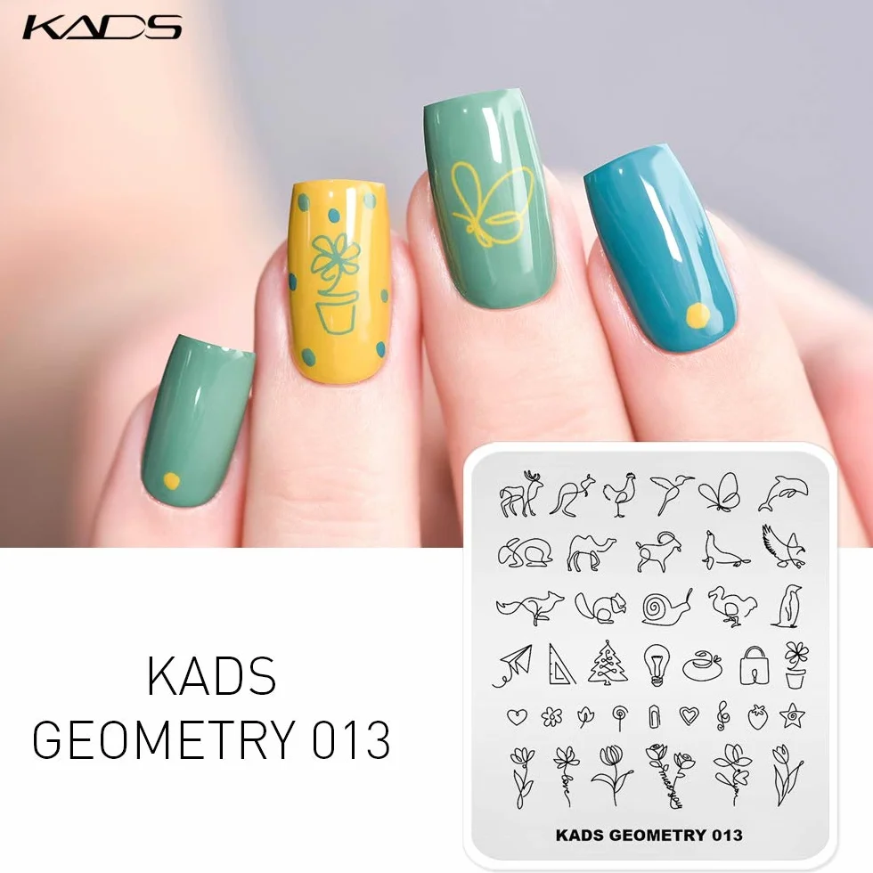 KADS 5 szt. zestaw stempli do paznokci paznokcie sztuka stemplowanie płytka unikalna nieregularna geometria wzór płytka do paznokci szablon płyta obrazowa