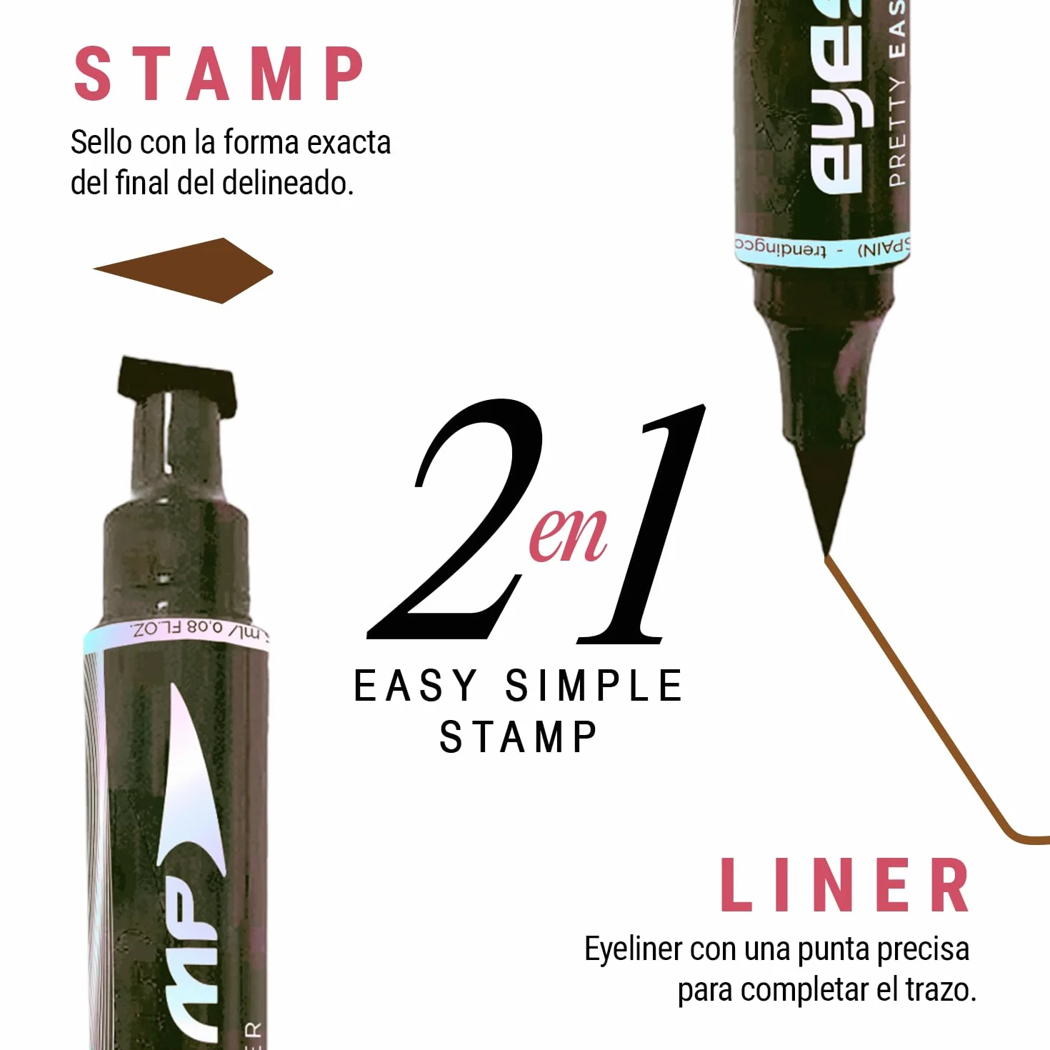 eyestamp brown - idealny eyeliner z uszczelką dla ogona - głęboki brąz wodoodporny - precyzyjny i trwały pociągnięcie - kompaktowy format