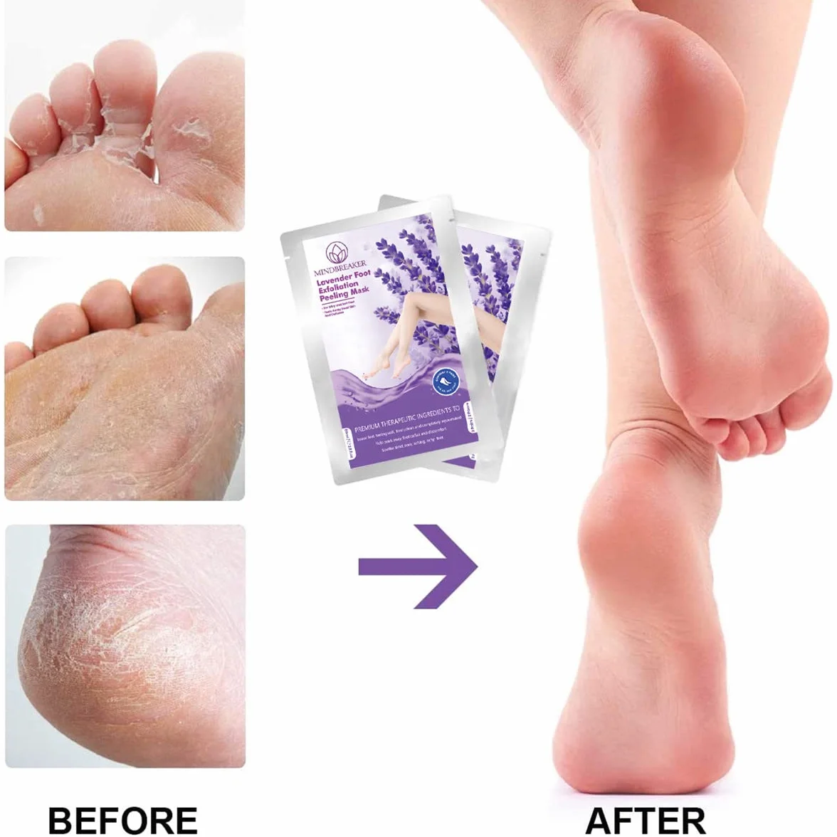 Maseczka peelingująca do stóp lawendowa sucha obumarła skóra naprawa kalusa szorstkie pięty naturalny peeling