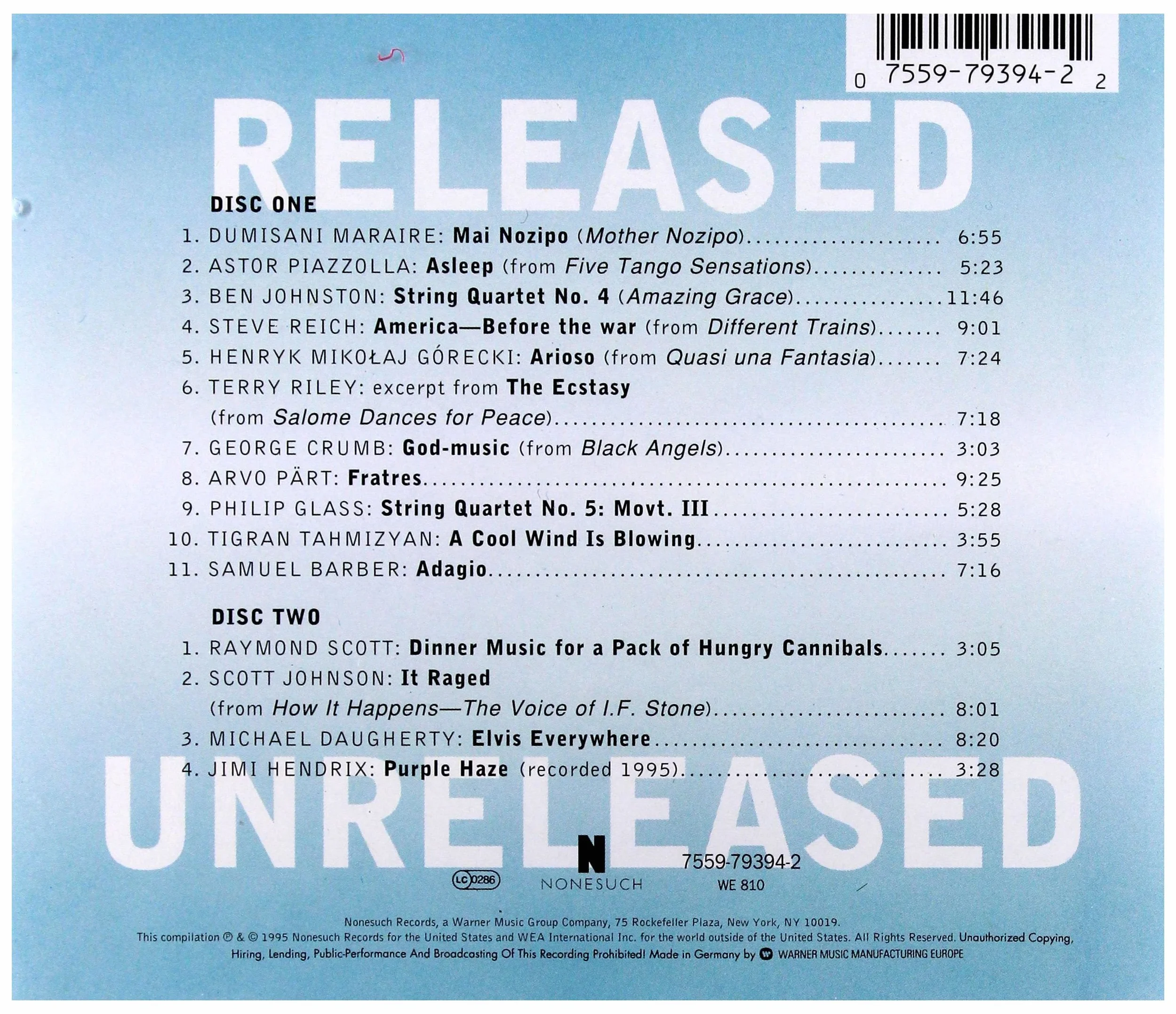 Kronos Quartet Released 1985-1995