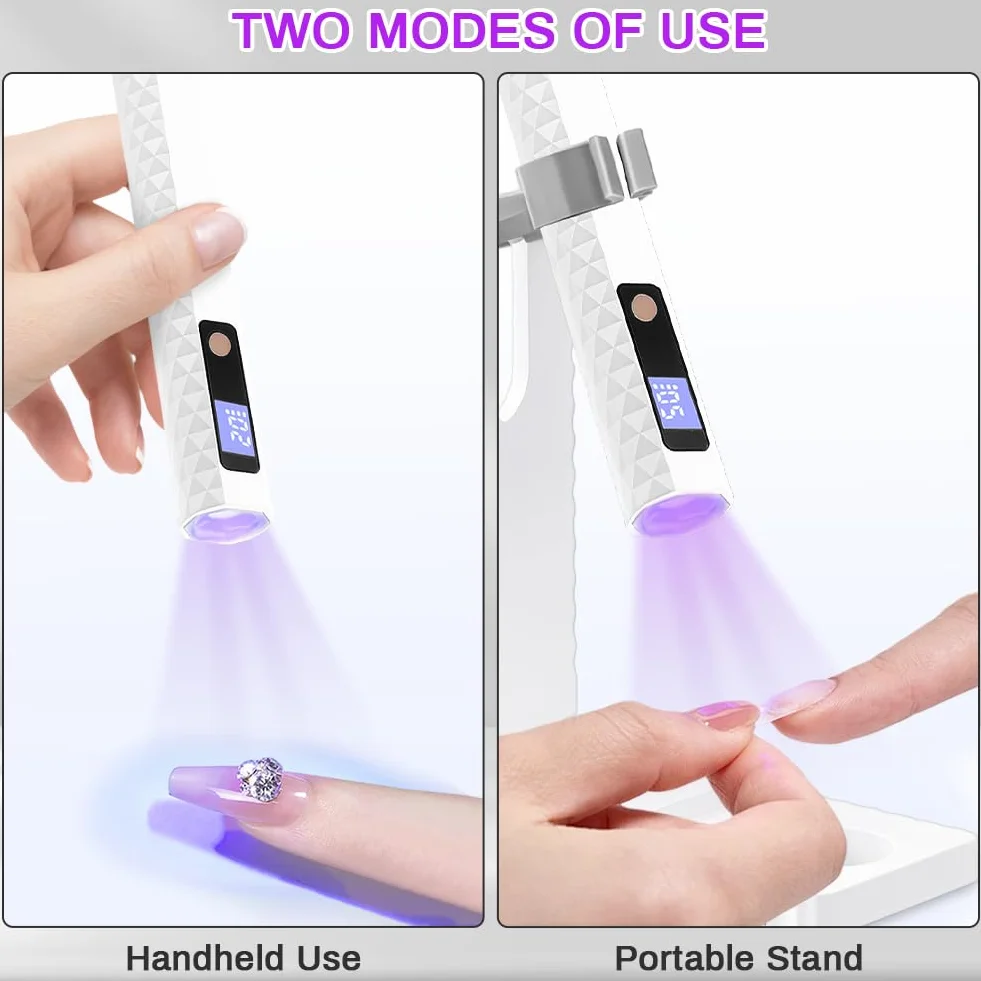 Flintronic Lampa UV do paznokci żelowych, przenośna mini ładowalna, 2 tryby timera, LED z wyświetlaczem LCD