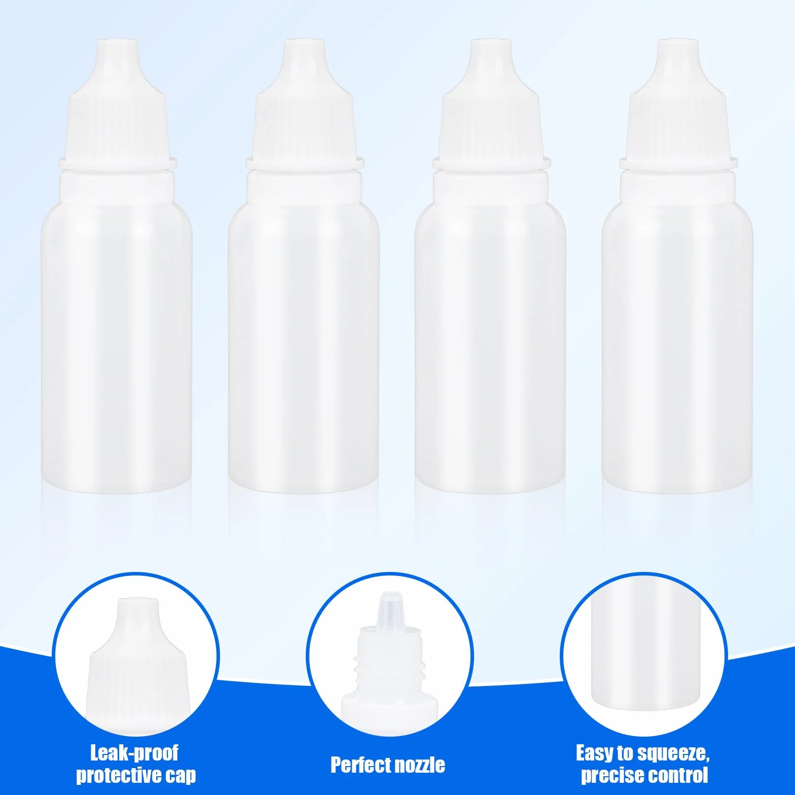 Małych Plastikowych Buteleczek z Kroplomierzem 15 ml Zestaw 5 sztuk Białe