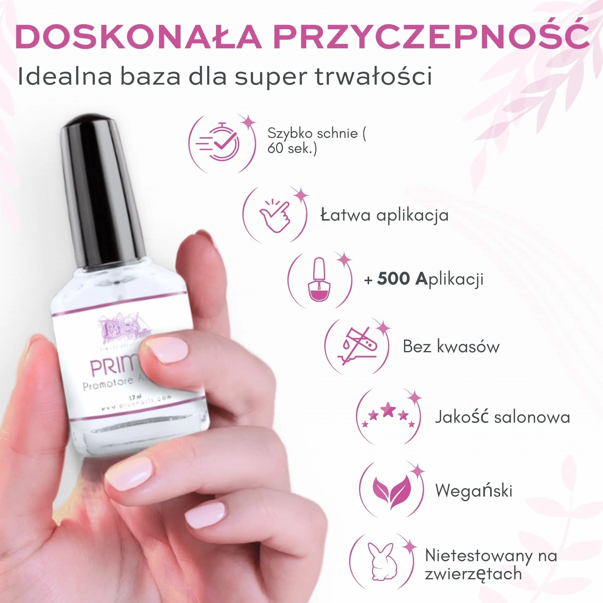 Profesjonalny żelowy podkład do paznokci 12 ml Wysokiej jakości - NIEkwaśny promotor adhezji do żelu budującego, kolorowego, półtrwałego, akrylowego, akrylowego, jednoetapowego lakieru do paznokci
