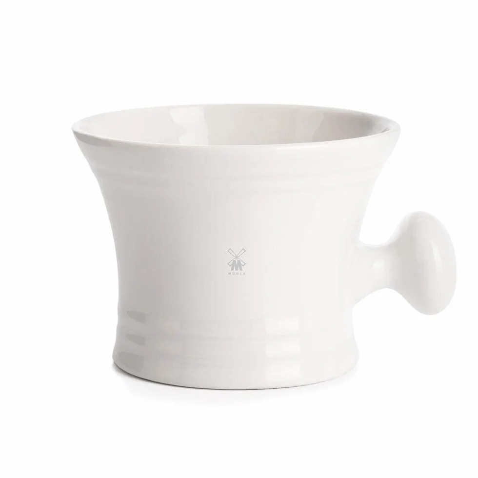 MÜHLE Biała porcelanowa miska do golenia z uchwytem RN4