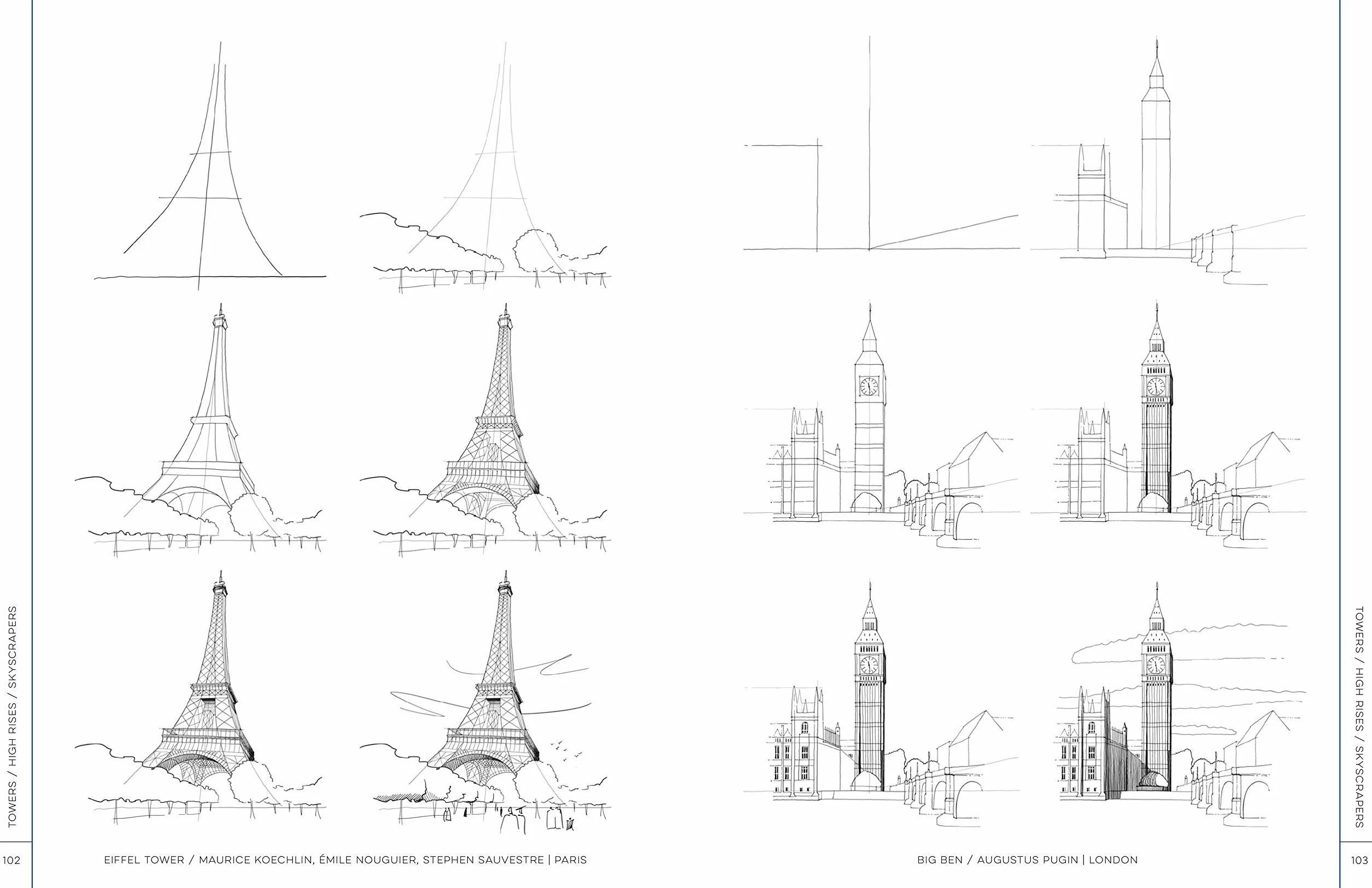 Draw Like an Artist: 100 Buildings and Architectural Forms: Step-By-Step Realistic Line Drawing - A Sourcebook for Aspiring Artists and Designers: 6