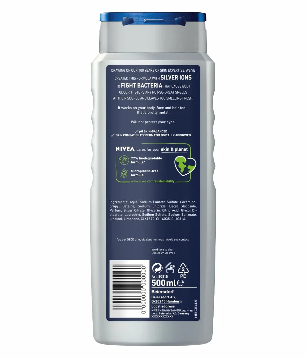 NIVEA MEN Silver Protect Antybakteryjny żel pod prysznic 500 ml