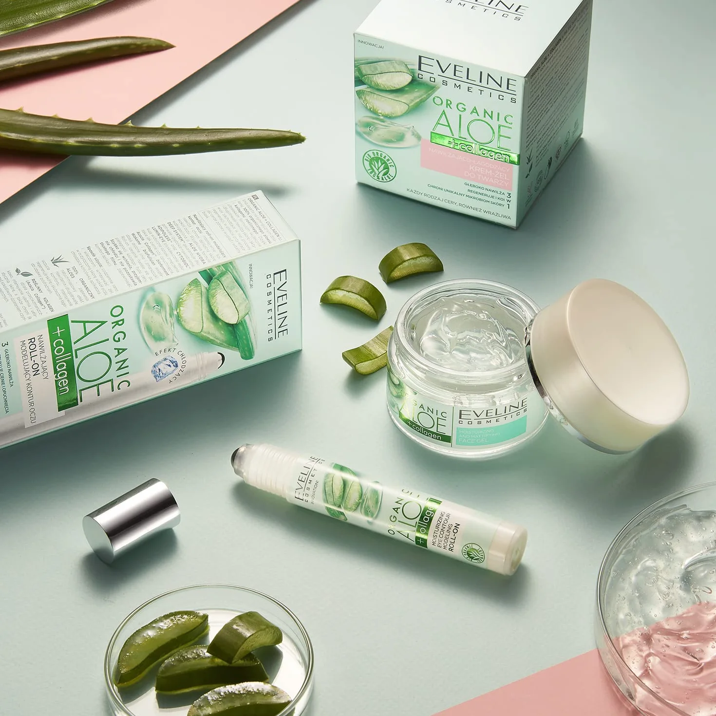 Eveline Cosmetics JB15ACRO Organic Aloe + Collagen Nawilżający roll-on modelujący kontur oczu, 15 ml