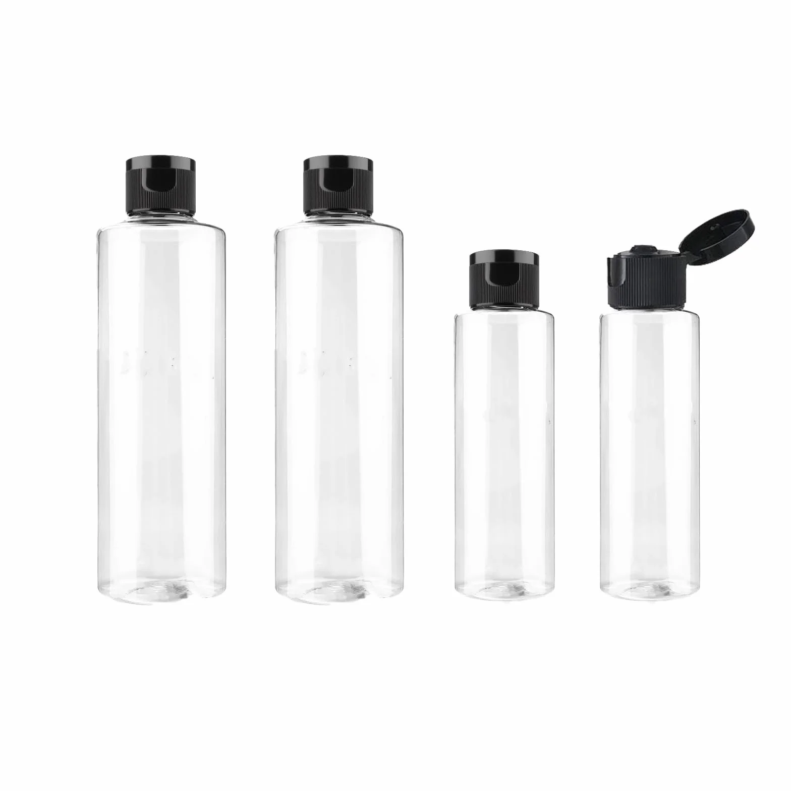 Butelki podróżne do napełniania, 4 sztuki 100 ml i 250 ml, puste butelki plastikowe do napełniania, wielokrotnego użytku, podróżne, butelki kosmetyczne
