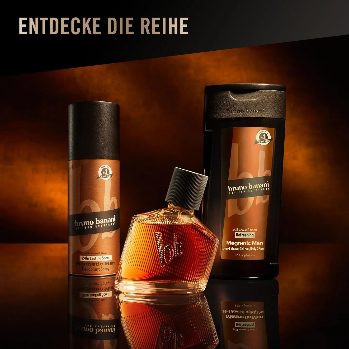 bruno banani Magnetic Man Shower Gel żel pod prysznic 3 w 1 z urzekającą nutą bursztynu, 250 ml