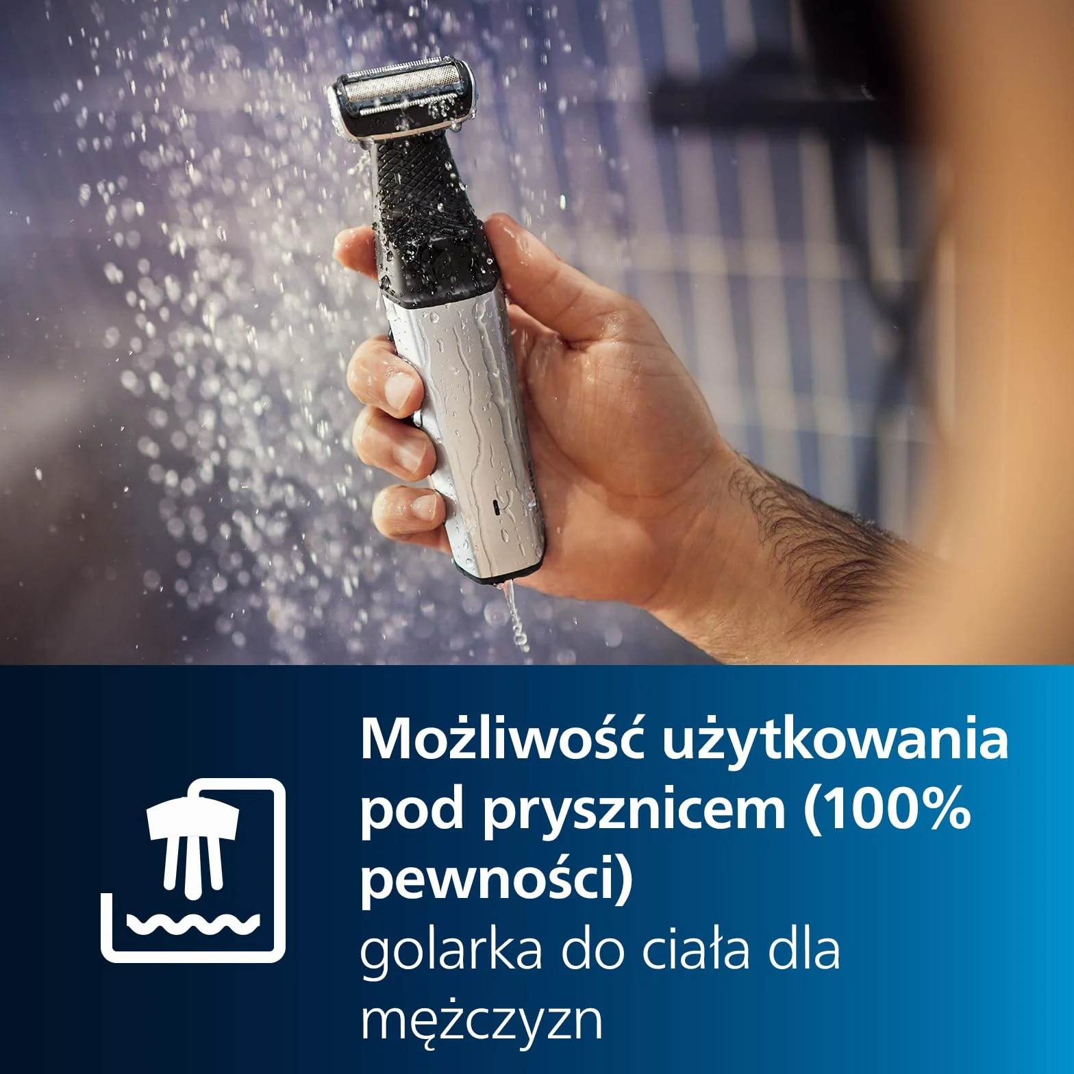 Philips Bodygroom 5000, Trymer do Pachwin i Ciała z Możliwością Użytkowania pod Prysznicem, Dokładne i Wygodne Golenie, Pielęgnacja Całego Ciała, w Tym Pleców, 60 Min Czas Pracy, Model Bg5021/16