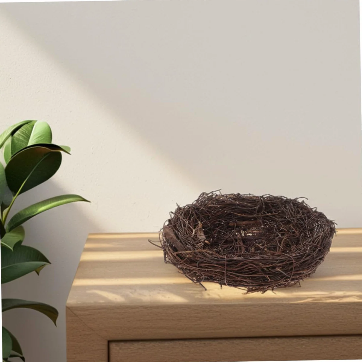 Happyyami Rattan Birds Nest Decor Handmade Natural Fake Bird Nest for Home Garden Party And Easter Decoration Unique Artisan Quality
