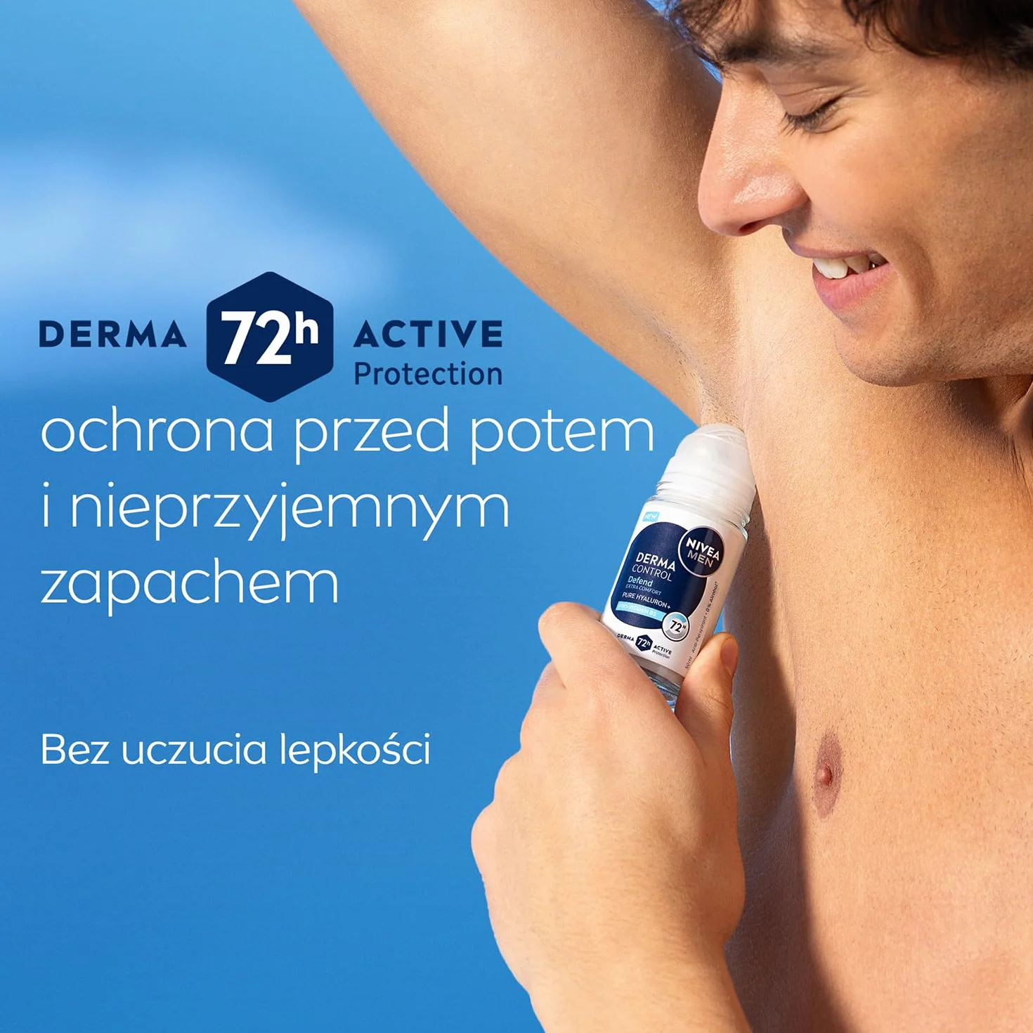 NIVEA MEN Derma Control Defend Antyperspirant dla mężczyzn roll on - 72h ochrony z kwasem hialuronowym i prowitaminą B5, 50 ml