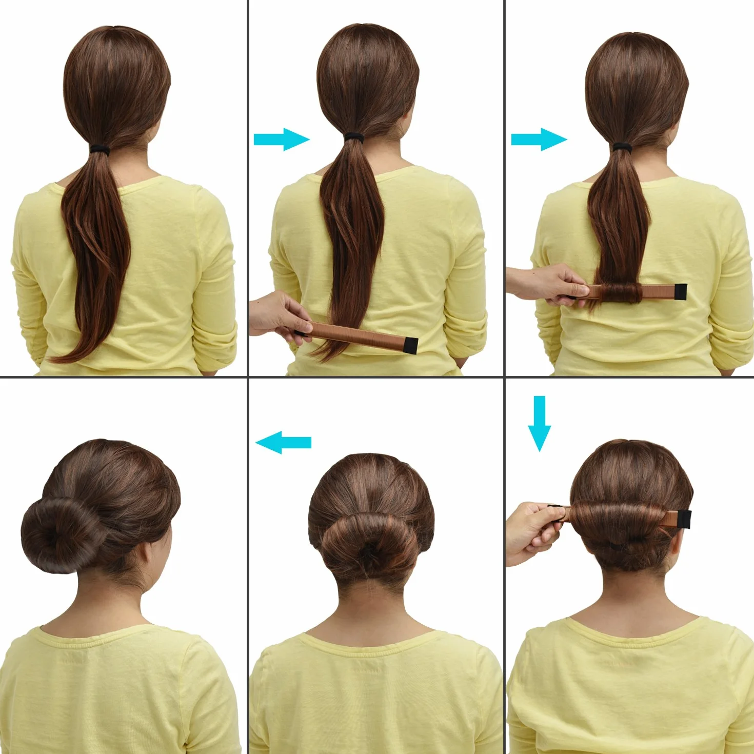 Pretop Zestaw 2 narzędzi do stylizacji włosów dla dziewcząt, kobiet, Donut Hair Bun Maker [ciemnobrązowy] French Twist do stylizacji włosów (idealny do długich i grubych włosów)