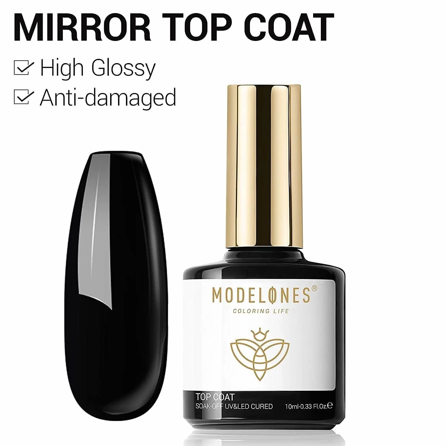 Modelones Top Coat Semipermanent 10ml No Wipe UV LED Żel do paznokci Manicure
