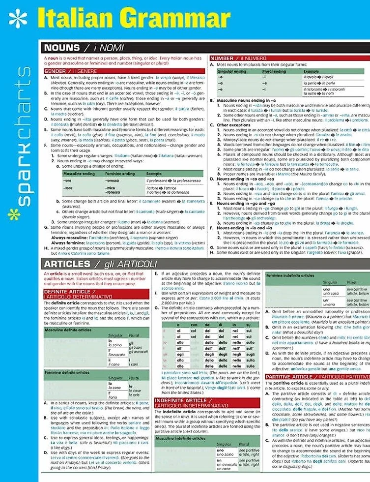 Italian Grammar Sparkcharts, Volume 31