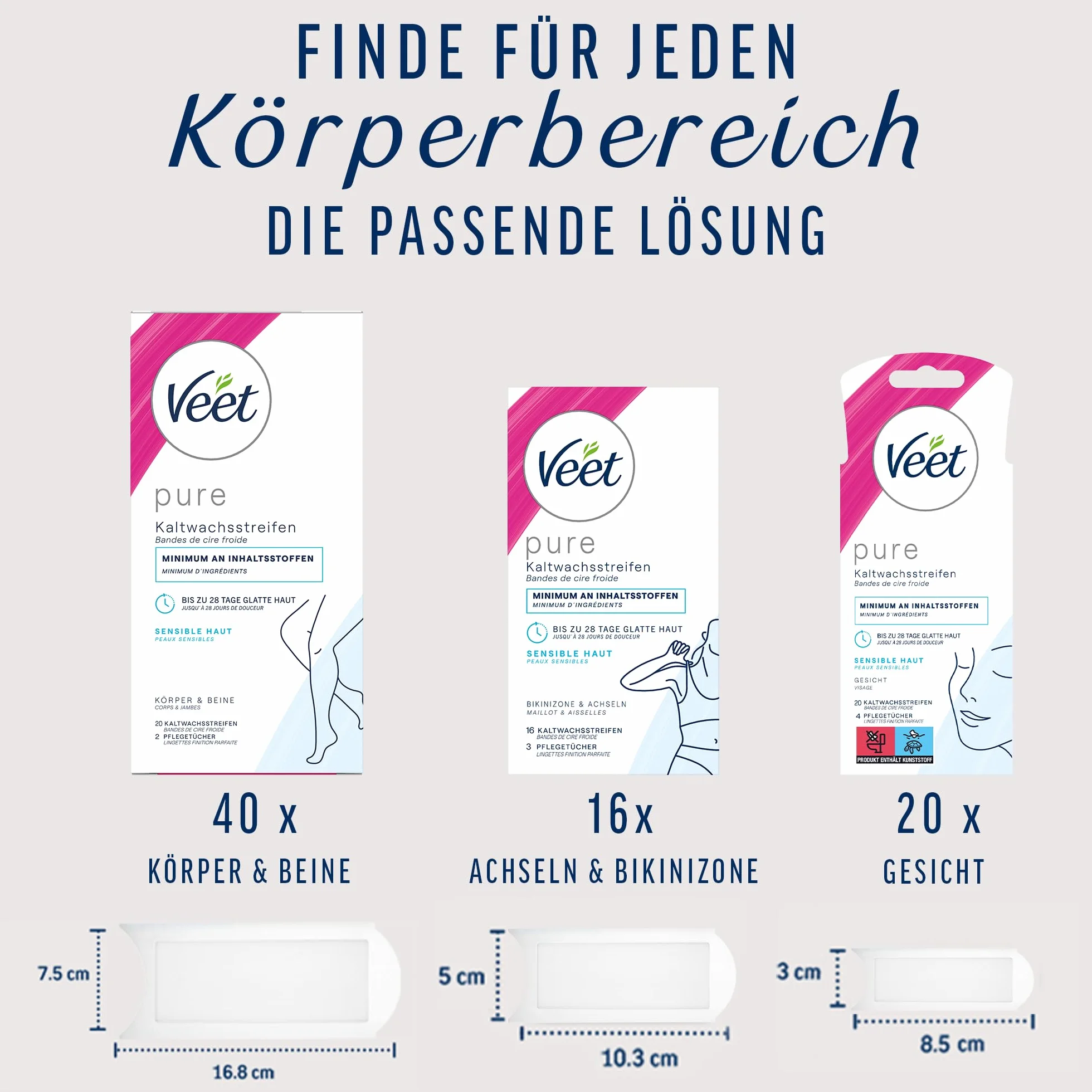 Veet paski z zimnego wosku do bikini i pachy skóra wrażliwa 16 sztuk