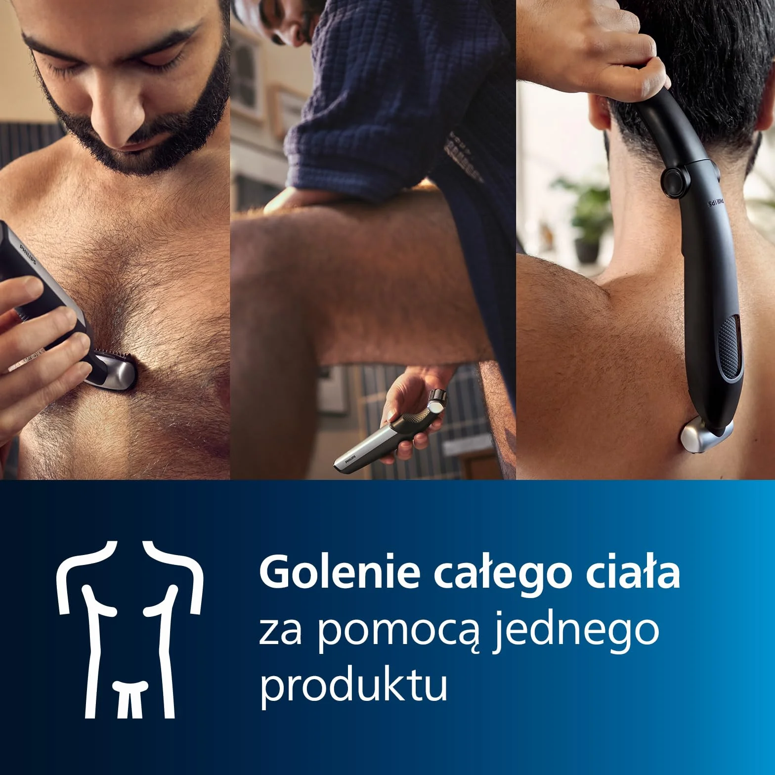 Philips Bodygroom 5000, Trymer do Pachwin i Ciała z Możliwością Użytkowania pod Prysznicem, Dokładne i Wygodne Golenie, Pielęgnacja Całego Ciała, w Tym Pleców, 60 Min Czas Pracy, Model Bg5021/16
