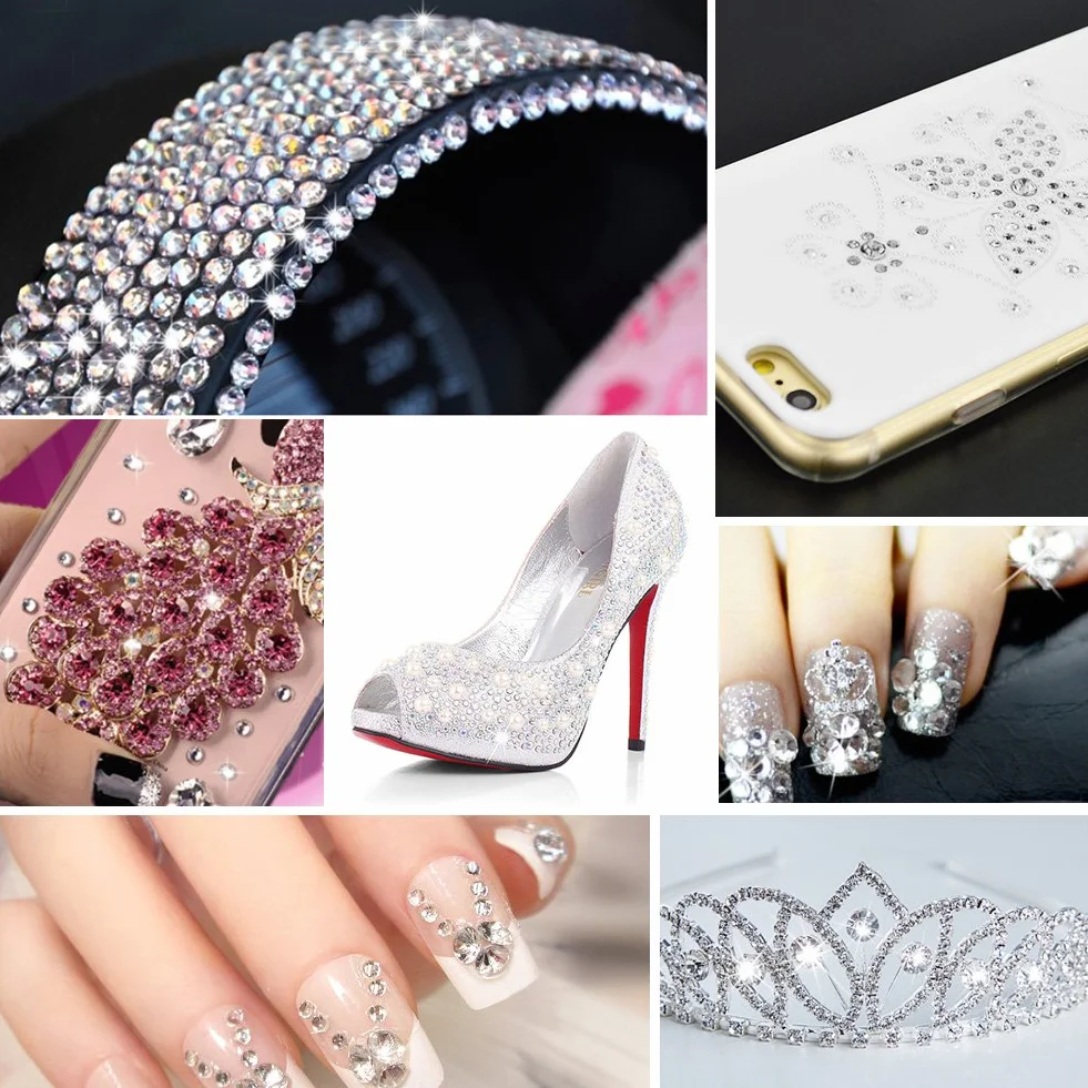 1440 Sztuk Szklane Cyrkonie Biały Kolor Kryształowe Gems do Paznokci Ozdoby Zestaw SS3 1.3-1.5mm