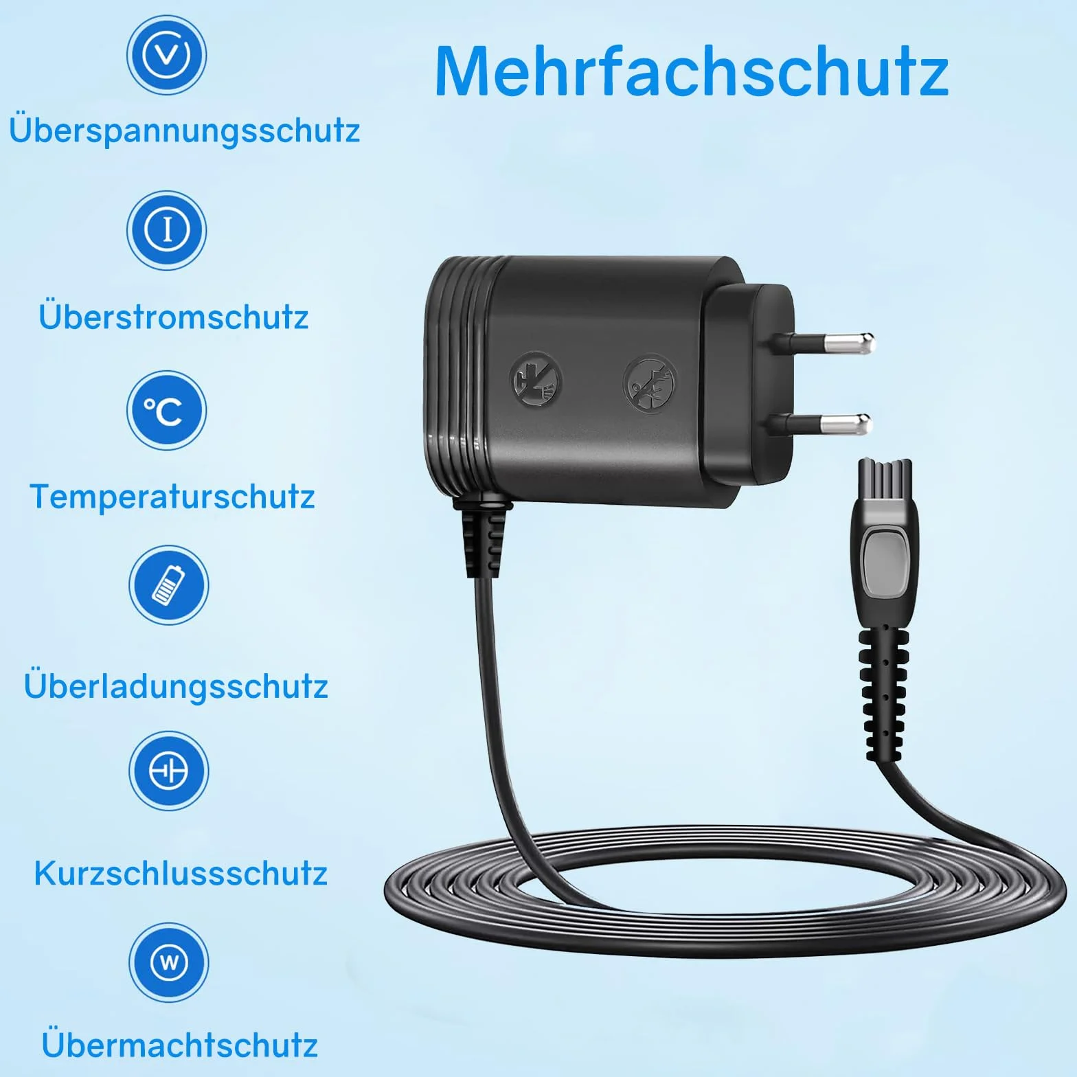 15V HQ8505 kabel ładujący do golarki Philips 3000 5000 7000 9000 (nie wszystkie modele kompatybilne), golarka 6000/8200/9000/S9000, SensoTouch/Multigroom 7000 (nie do 3000X/5000X, serie trymerów)