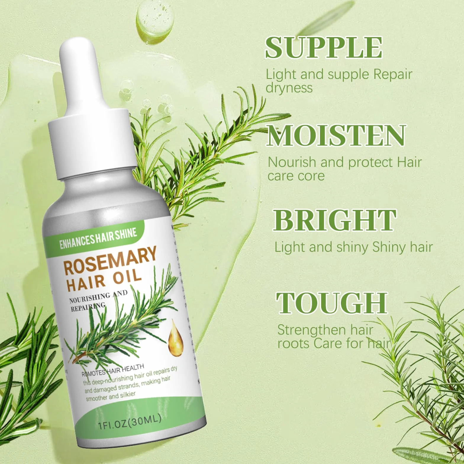 Olejek Rozmarynowy Do Włosów 30ml Naturalny Stymuluje wzrost włosów z Grzebieniem do Masażu