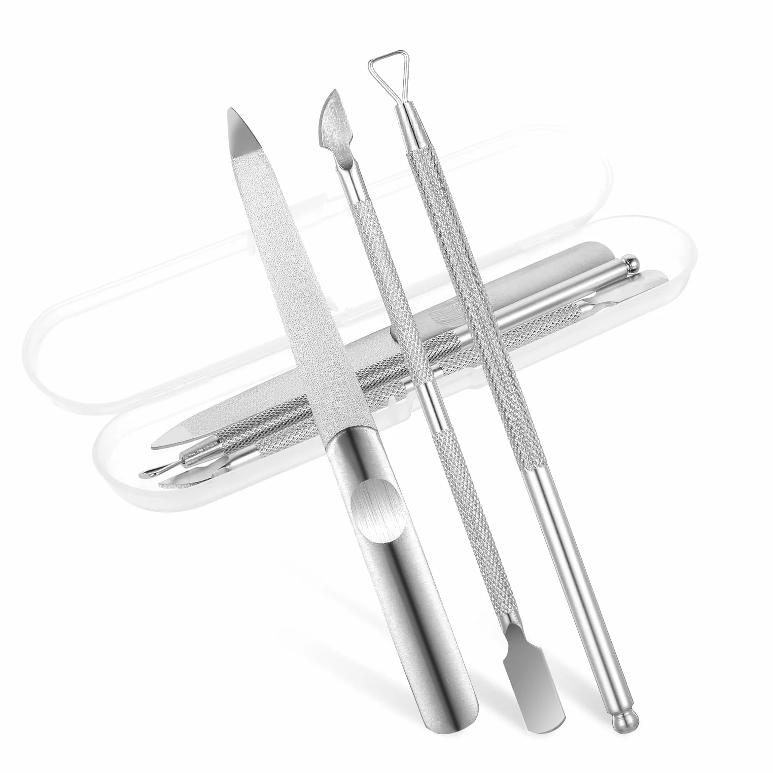 3-częściowy zestaw łopatek do skórek ze stali nierdzewnej, do usuwania skórek, do manicure, pedicure, usuwania skórek