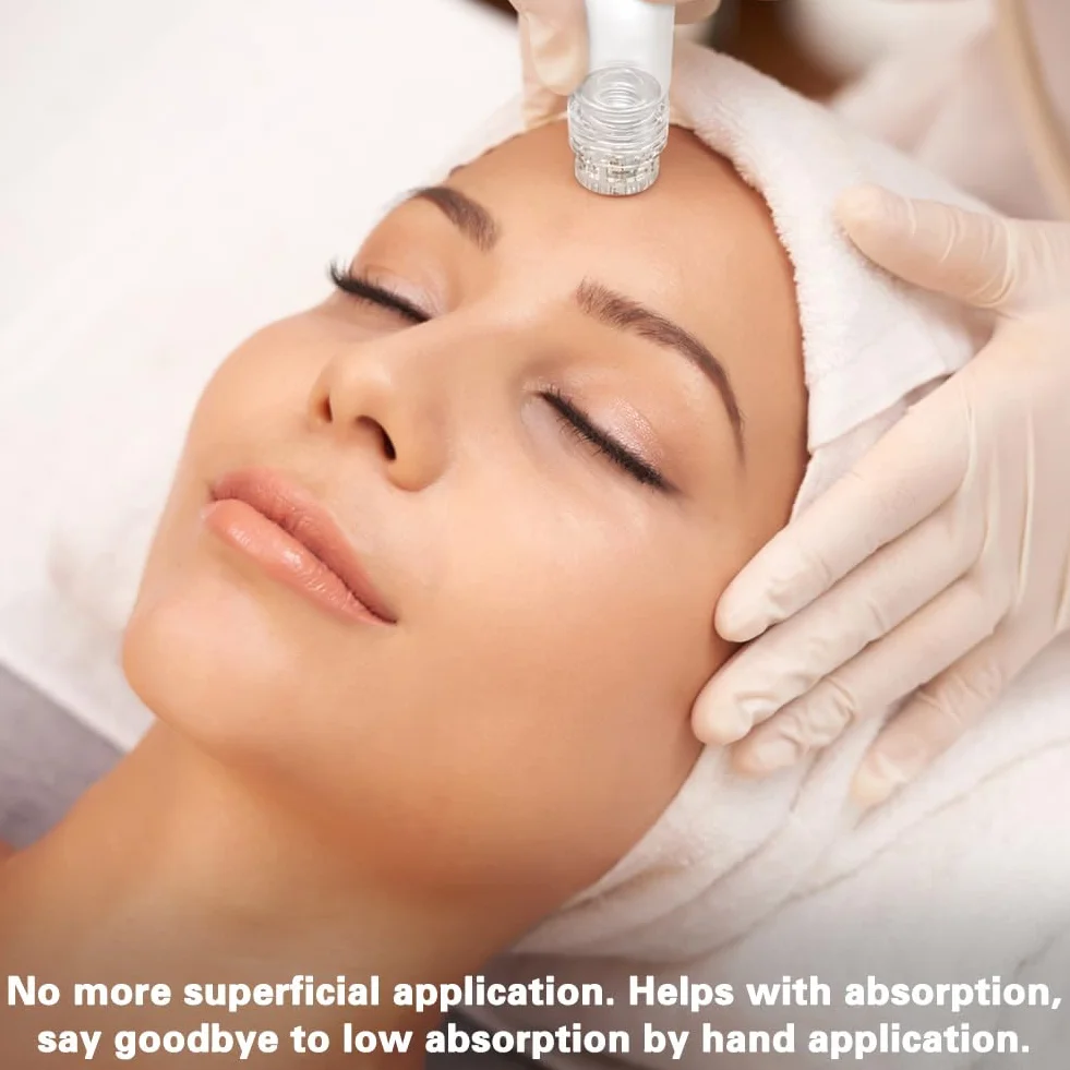 Microneedling Stamp 1,0 mm Tytan, Derma Roller Twarzy, 20 Pin z Butelką Serum