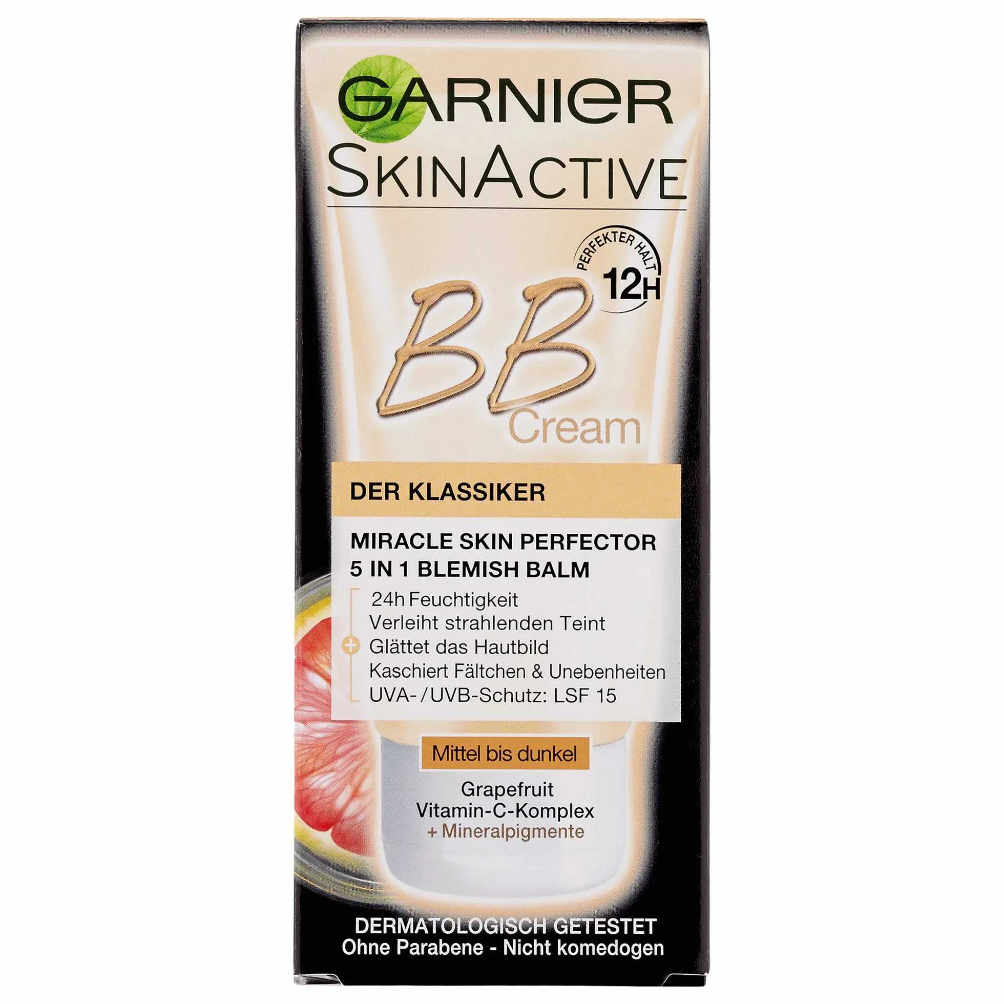 Garnier Krem BB, przyciemniany krem na dzień, nadaje promiennej cerze, wygładza cerę, maskuje zmarszczki, LSF 15, średni do ciemnego, 50 ml