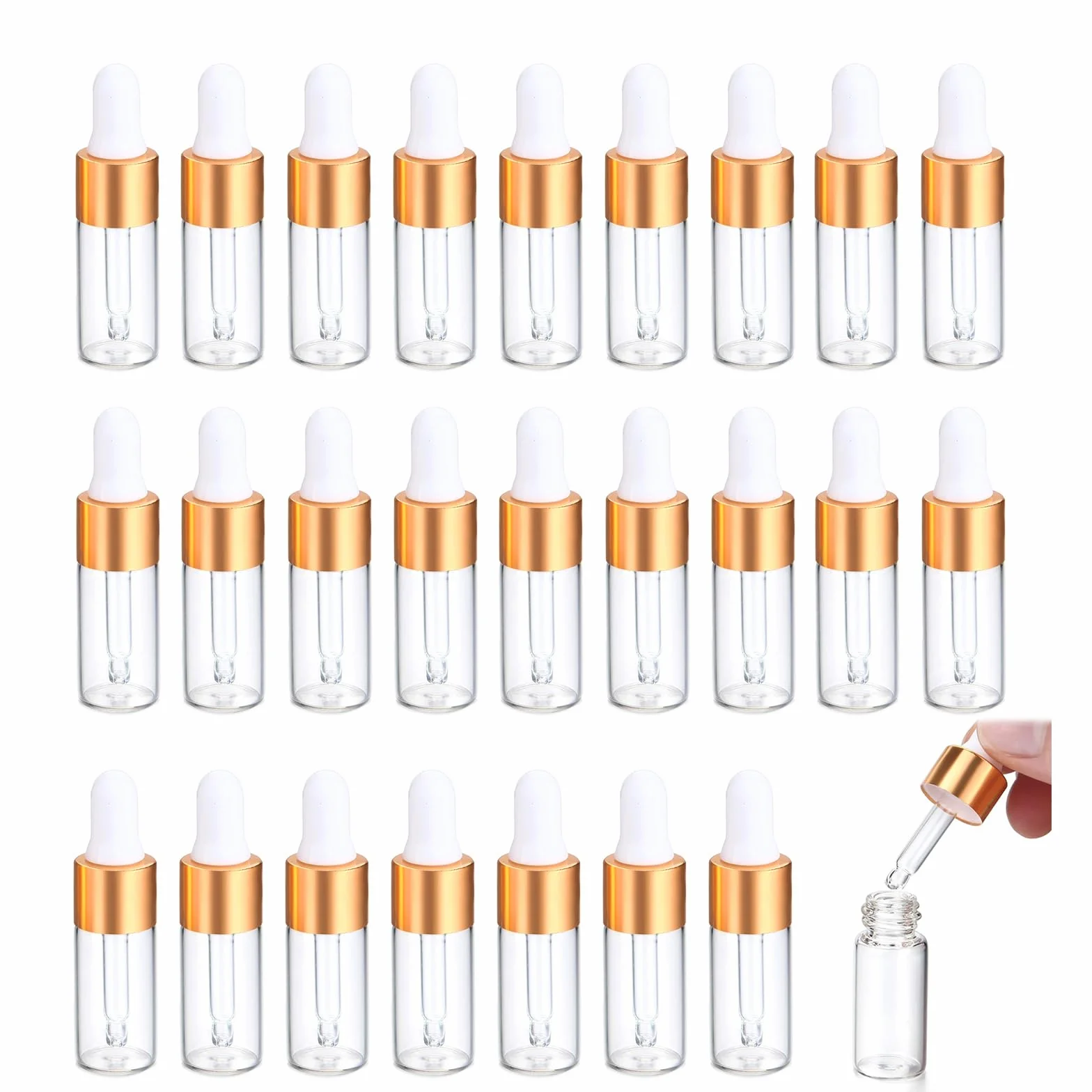 Szklane butelki z pipetą 5 ml mini do olejków eterycznych aromaterapii