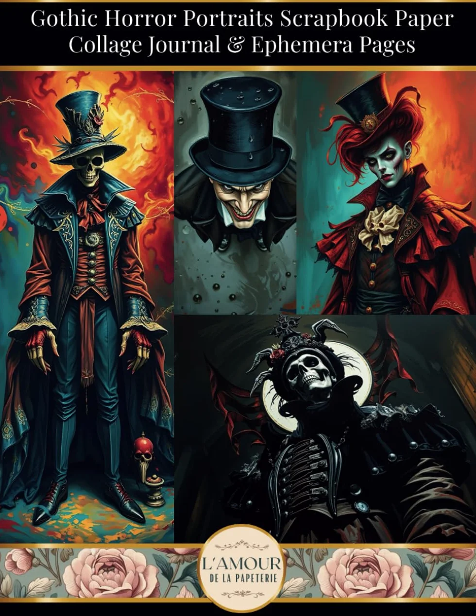 Gothic Horror Portraits Scrapbook Paper: Collage Journal & Ephemera Pages
