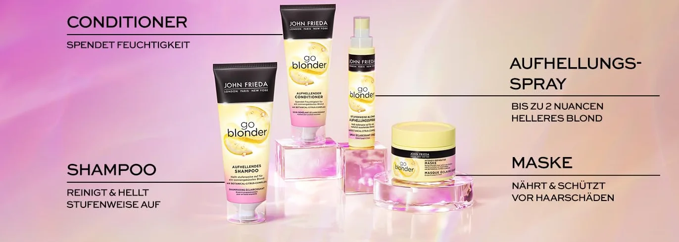 John Frieda Go Blonder maska – zawartość: 250 ml – intensywna regeneracja włosów – typ włosów: blond, blond – chroni przed uszkodzeniami włosów