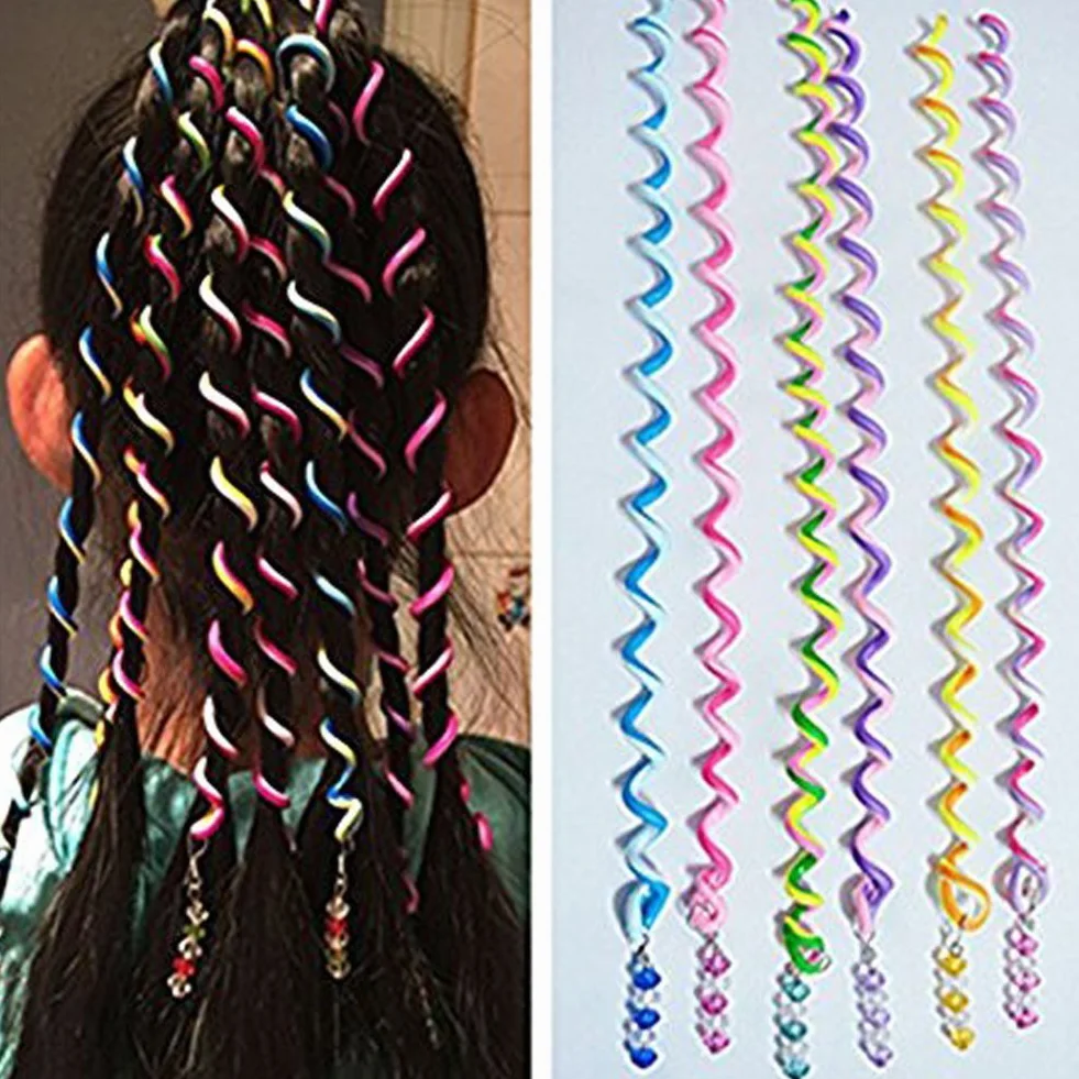 SwirlColor Ozdoby do włosów dla dziewcząt i kobiet, 6 sztuk, kolorowe włosy, opaska do włosów ze strasem, pomoc w zaplataniu włosów
