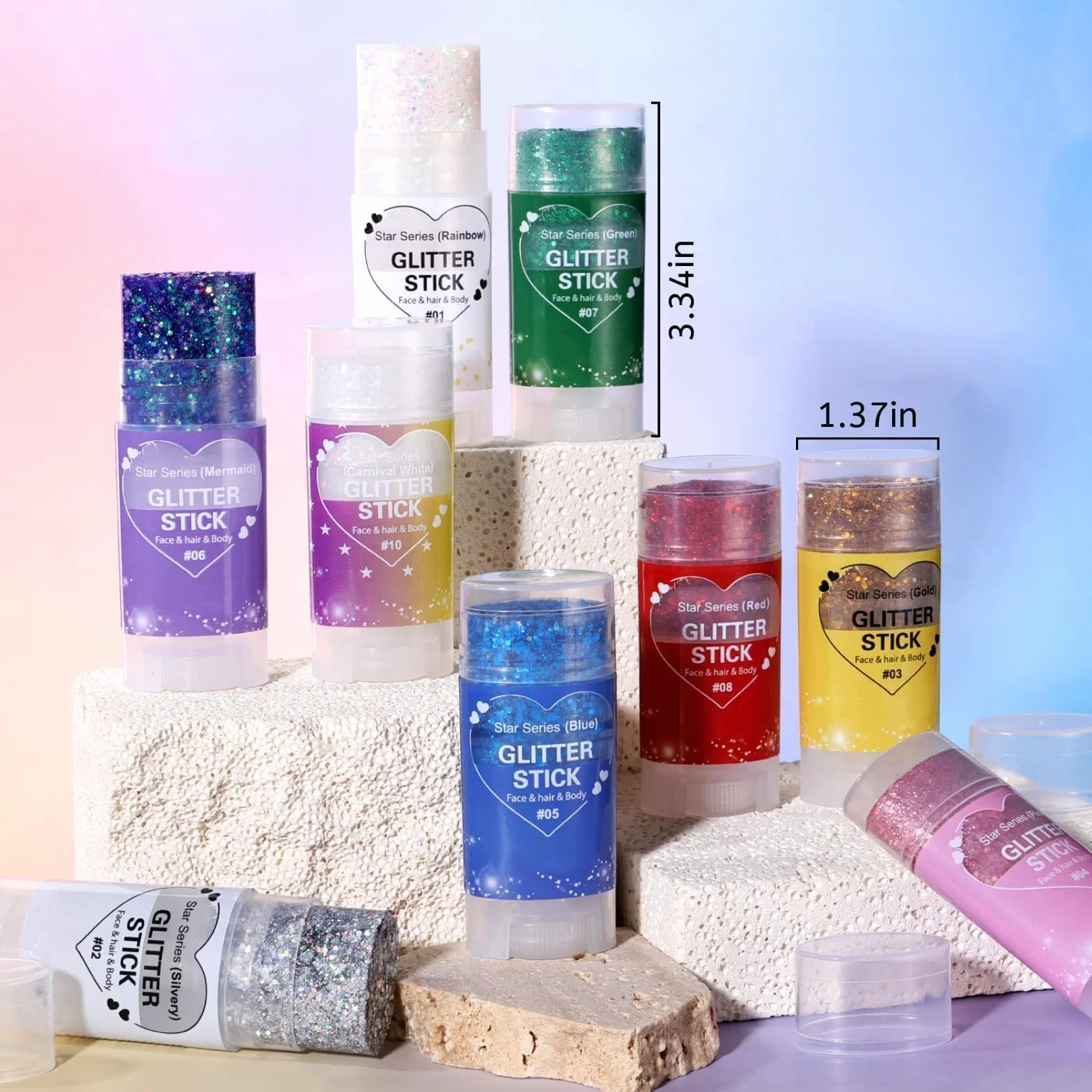 Prreal Body Glitter,Mermaid Sequins Glitter Stick Face Sparkling,Chunky Holographic Hair Glitters,Lips Nails Festival Rave Halloween Makeup, 06 Mermaid