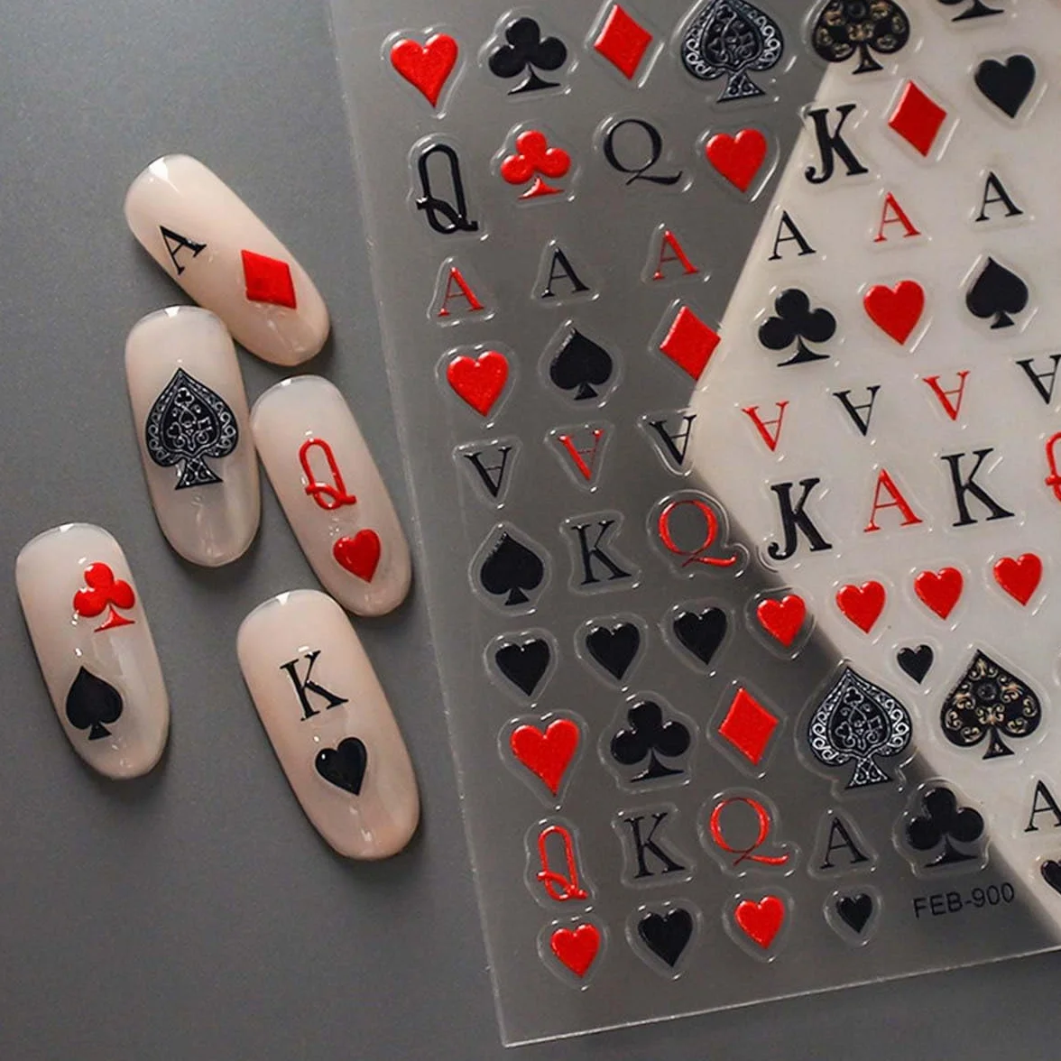 Poker naklejki na paznokcie 3D samoprzylepne do projektowania paznokci