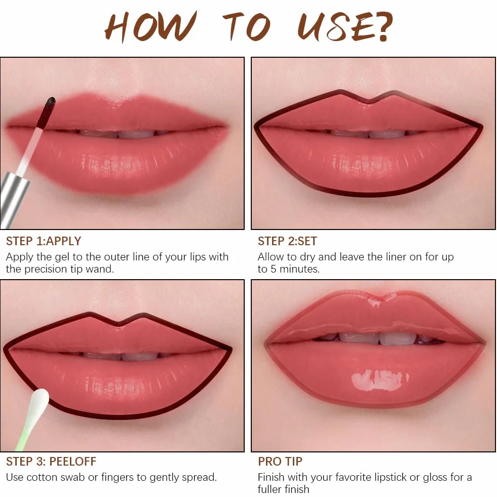 LOPHE Peel Off Lip Stain, tatuaż do ust z matowym wykończeniem, długotrwała farba do ust, odporna na działanie wody, trwała, 5 ml, czerwone wino
