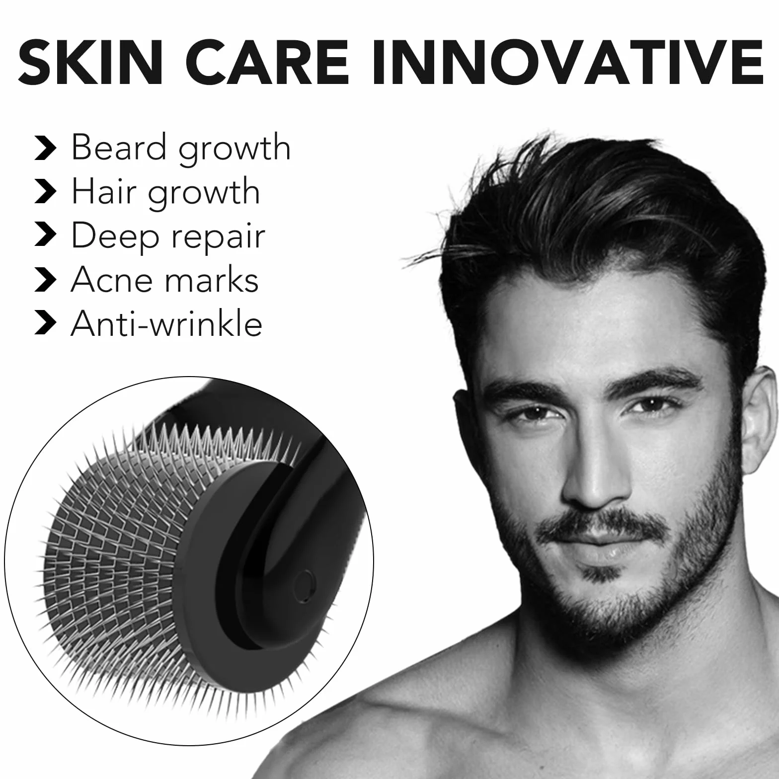 Derma Roller 0,5 mm wałek do brody i włosów 540 tytanowymi igłami
