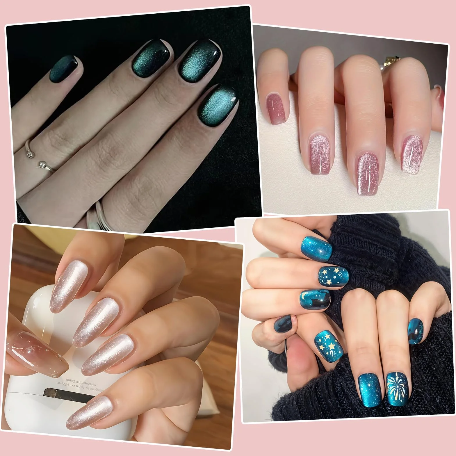 Andibro 14 sztuk narzędzi do zdobienia paznokci w sztyfcie magnetycznym, zestaw narzędzi do zdobienia paznokci DIY Magic 3D Cat Eye Stick do stosowania z żelem kocim lub lakierem do paznokci do