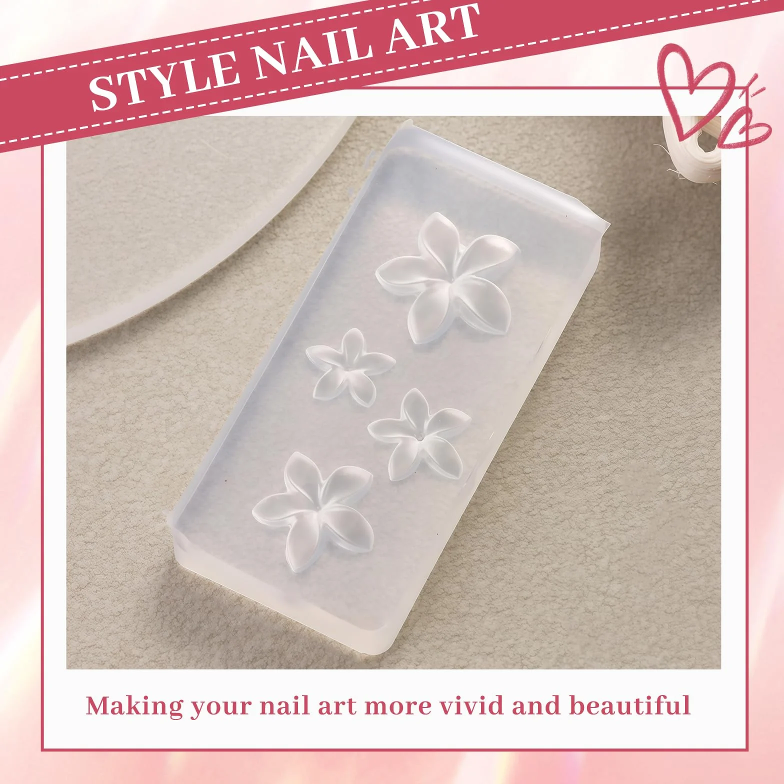 Nails Mold, 2 sztuki, zestaw do zdobienia paznokci z żelową formą do paznokci 3D, silikonową formą kwiatową, szablony do stempli, do paznokci