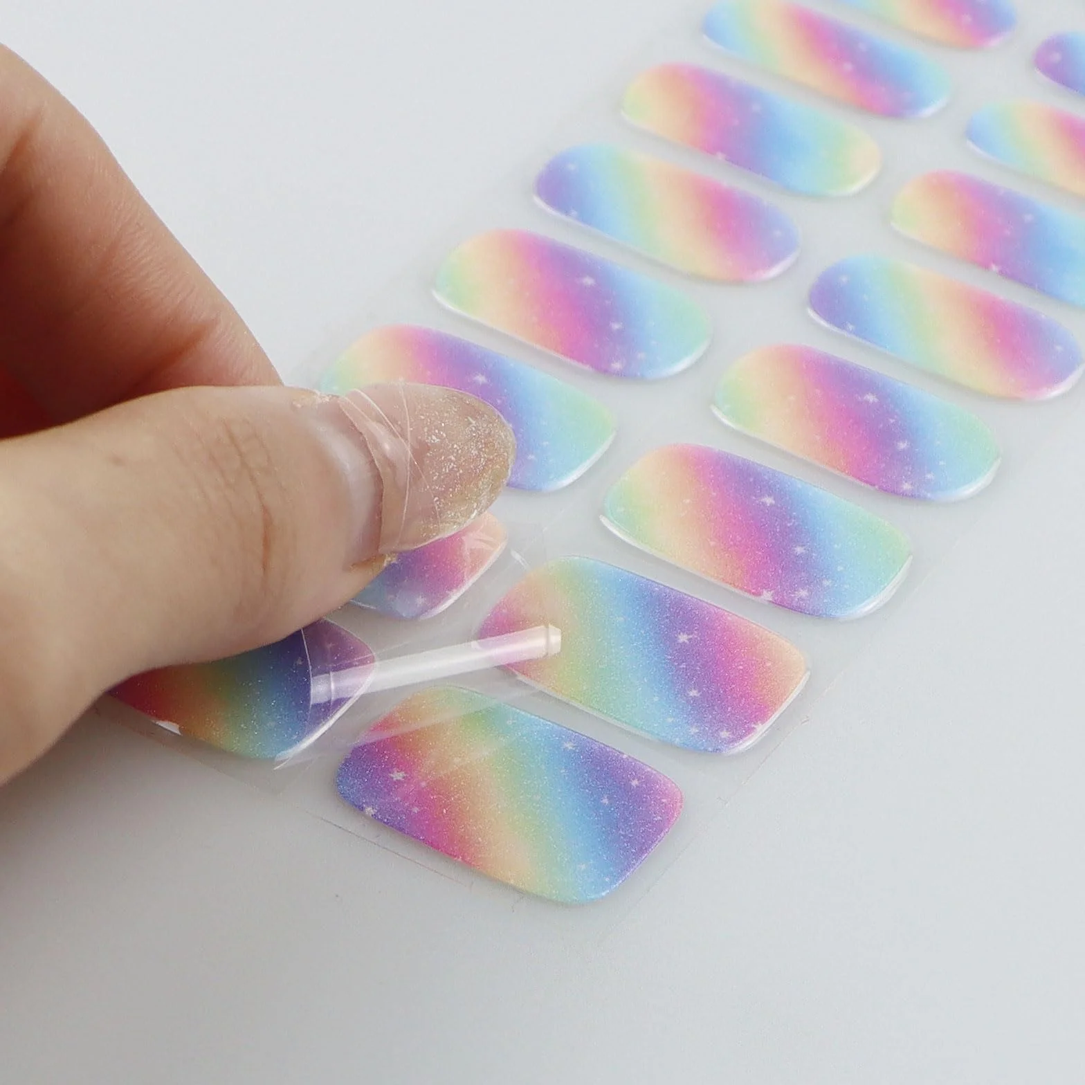 Żelowe naklejki na paznokcie tęczowy brokat półutwardzone paski UV LED nail art zdobienie