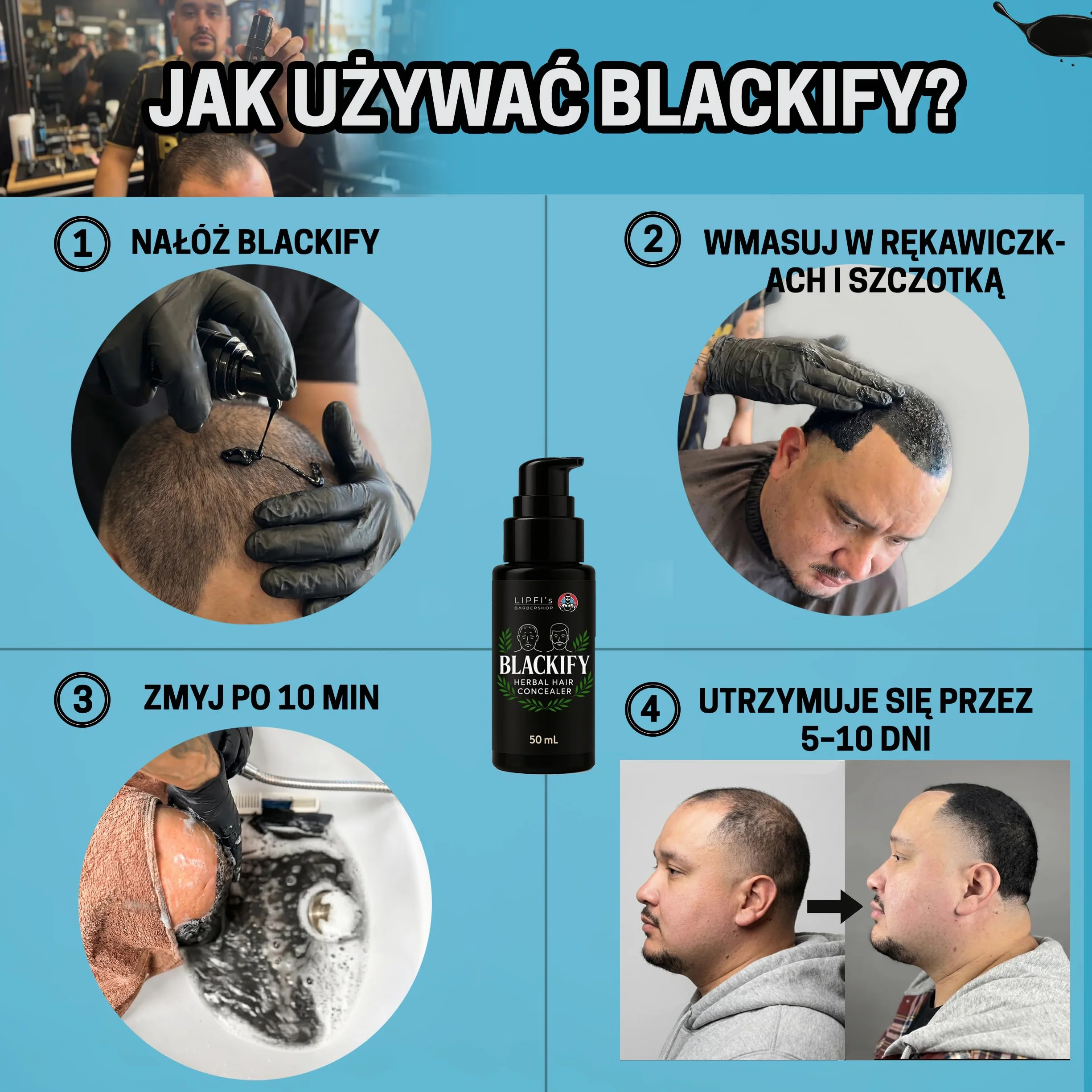Roślinny korektor do włosów BLACKIFY 50 ml naturalny wypełniacz dla mężczyzn i kobiet