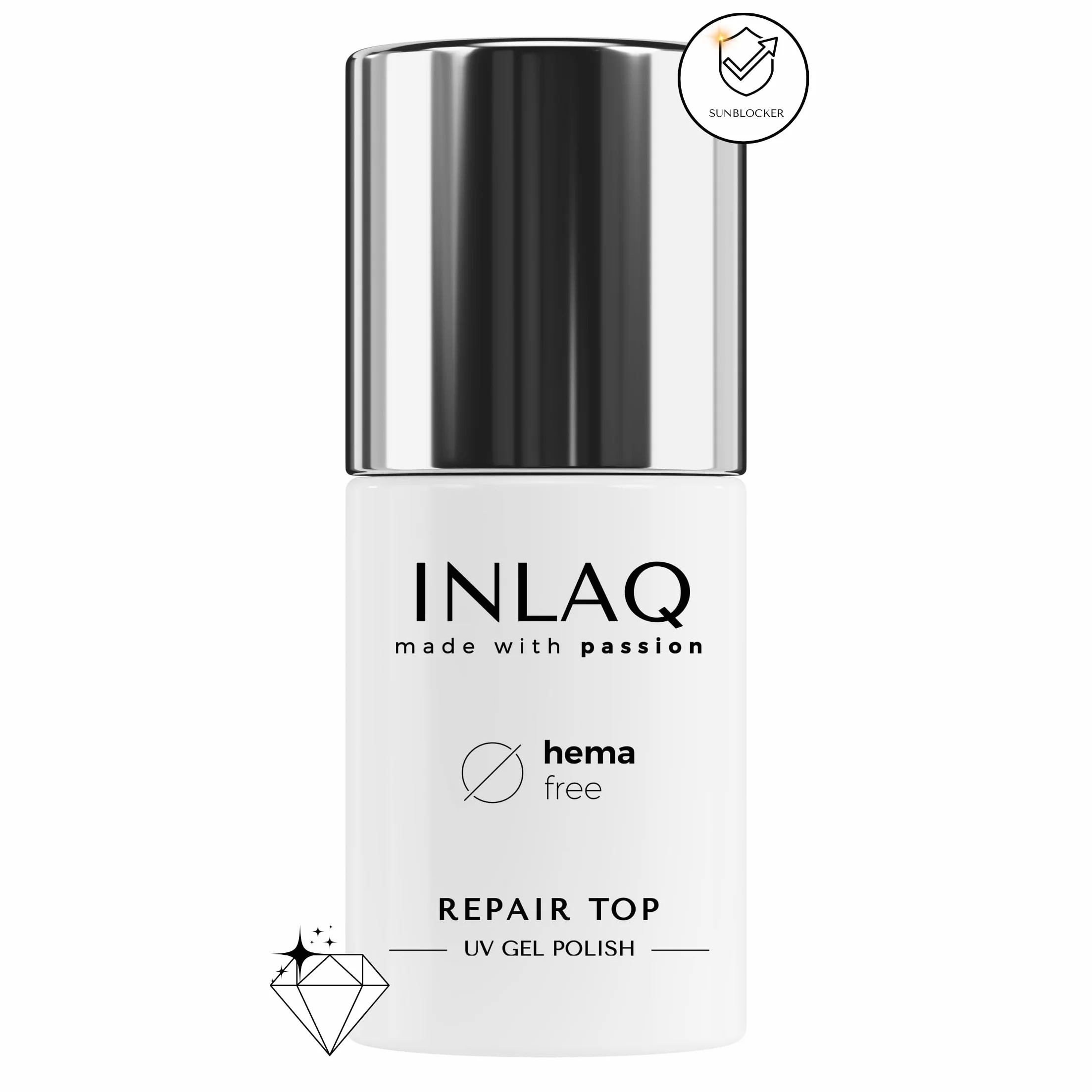 INLAQ HEMA Free Repair Top 6 ml - Top Coat UV Gel naprawczy do paznokci