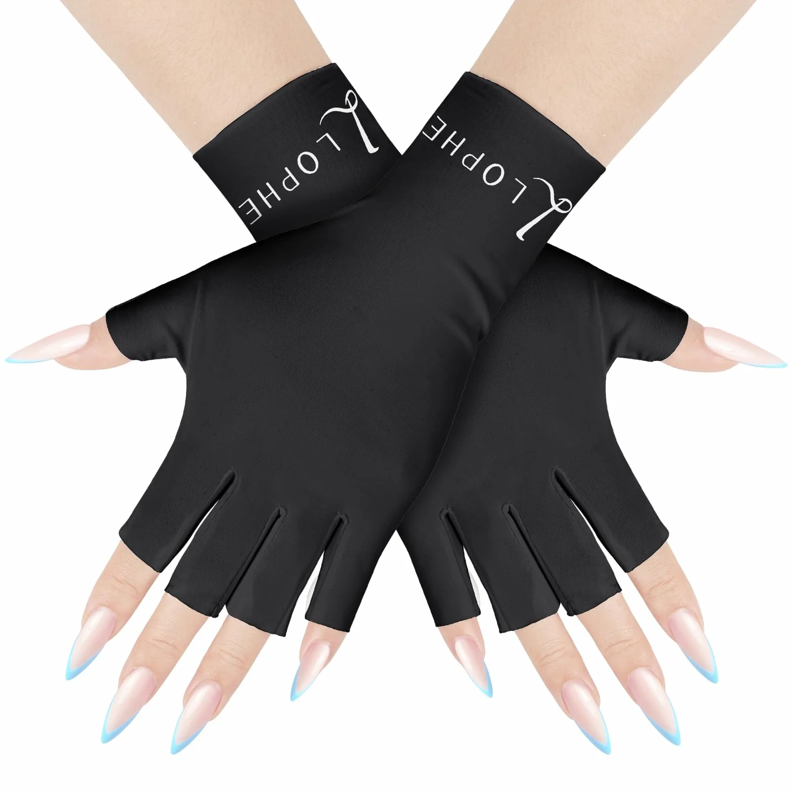 LOPHE Damskie rękawiczki anty-UV bez palców, żelowe rękawice do manicure'u, ochrona przeciwsłoneczna UPF200+ do żelowego manicure'u / roweru/jazdy samochodem/fitness/wędkarstwa, elastyczny, lekki