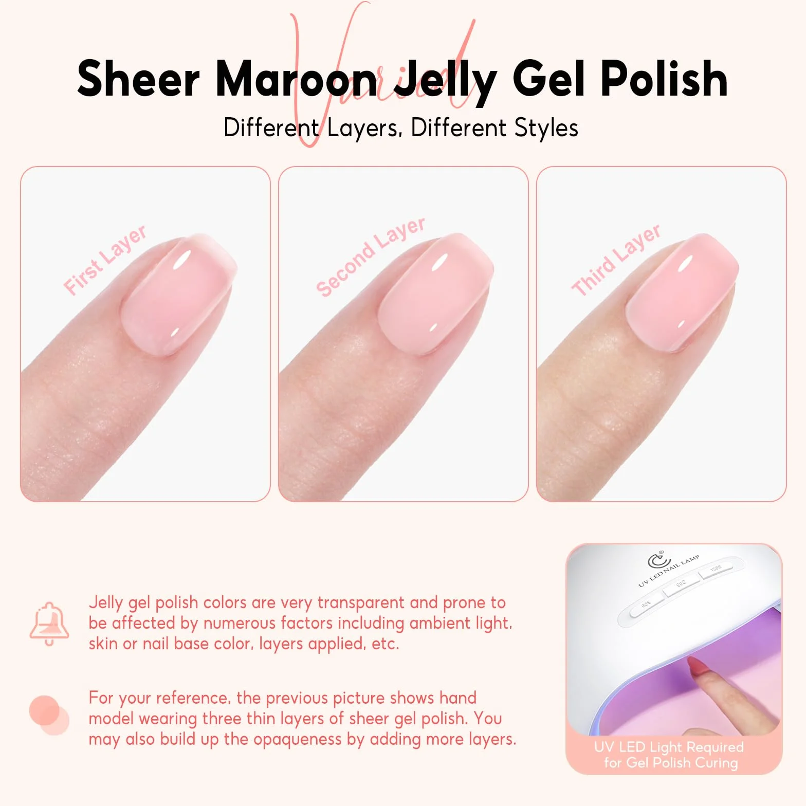 PEACECOLOR Lakier do paznokci UV Przezroczysty żelowy 10 ml Soak-Off Trwały