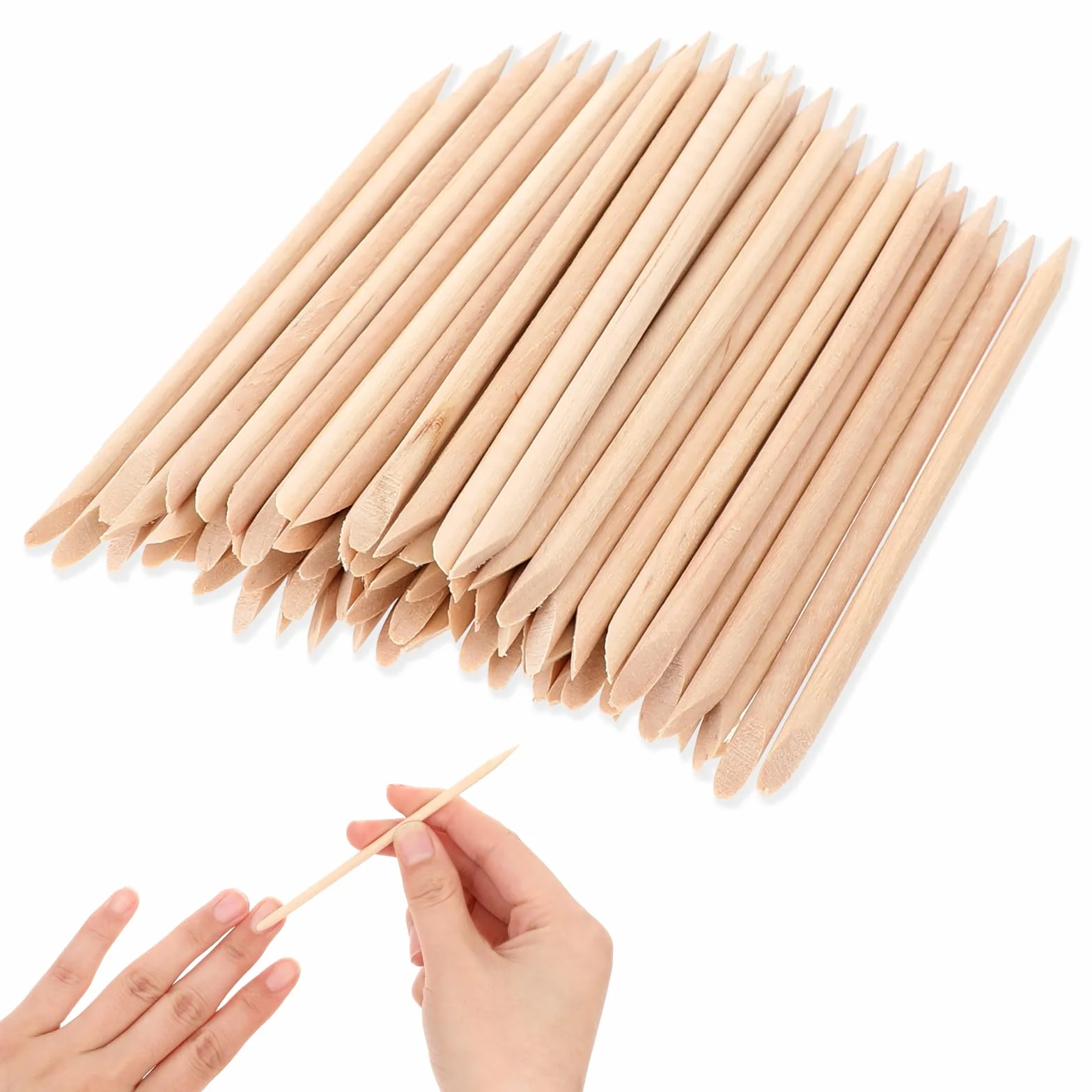 Prasacco Drewniane Patyczki do Manicure 200 sztuk 11,4 cm Pomarańczowe