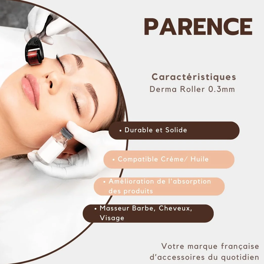 PARENCE.- Derma Roller 0,3 mm - Masażer do brody i włosów - Derma Face Roller - Różne kolory
