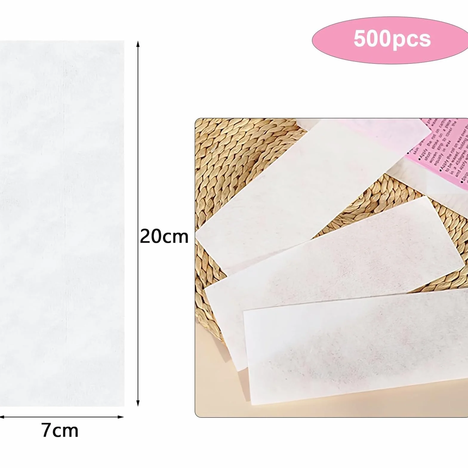 Paski do depilacji z włókniny 500 sztuk 7x20 cm