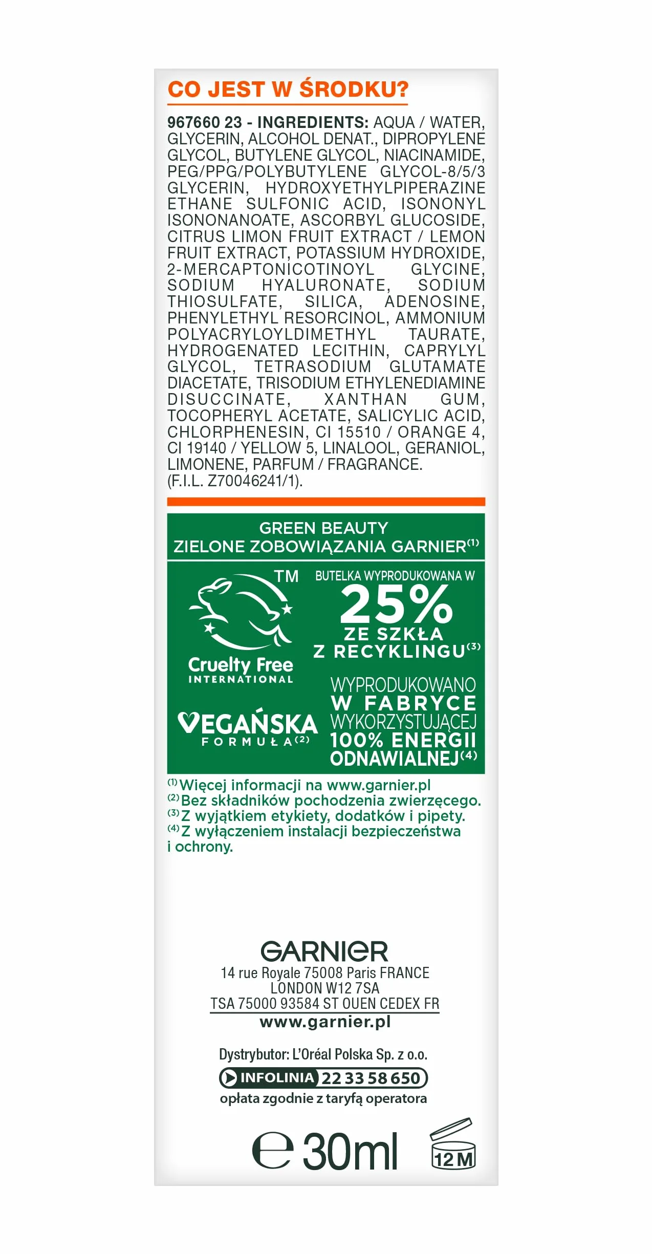 Garnier Vitamin C Serum na Przebarwienia z Witaminą C, Niacynamidem i Kwasem Salicylowym, 30 ml