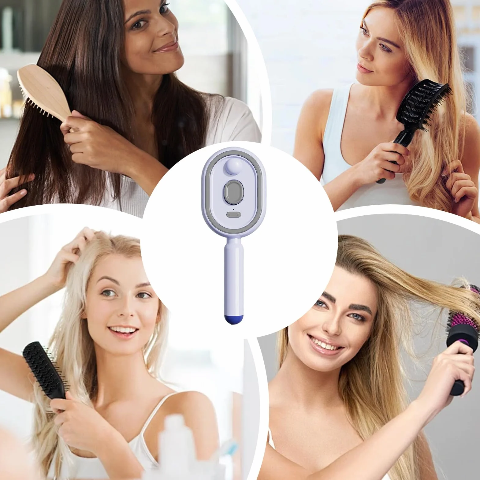 Wet Hair Brush - Vibration Misting Tool for Home Spa Styling Grooming Use | Electric Air Cushion Design with Red Light Feature Soft Bristle Layout Adds Shine Smooth Glide for Women Girls Daily Clean