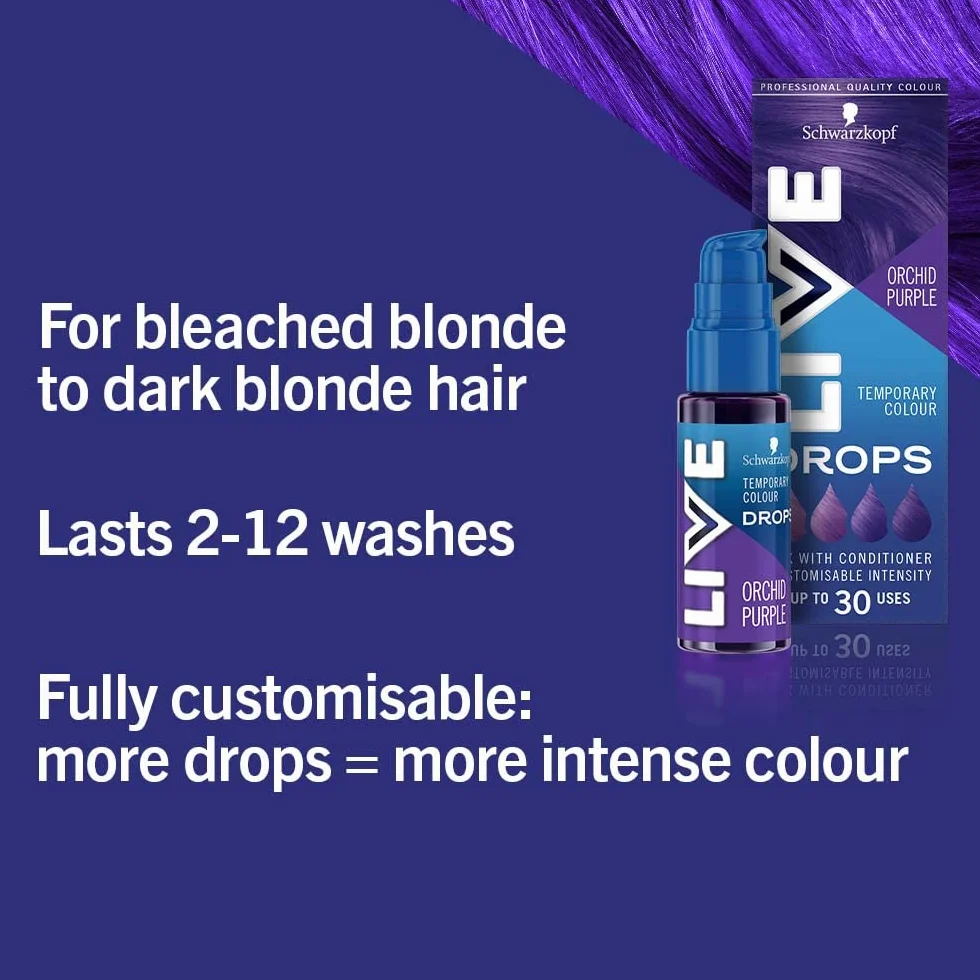 Schwarzkopf LIVE Color Drops półtrwała fioletowa farba do włosów Orchid Purple 30 ml